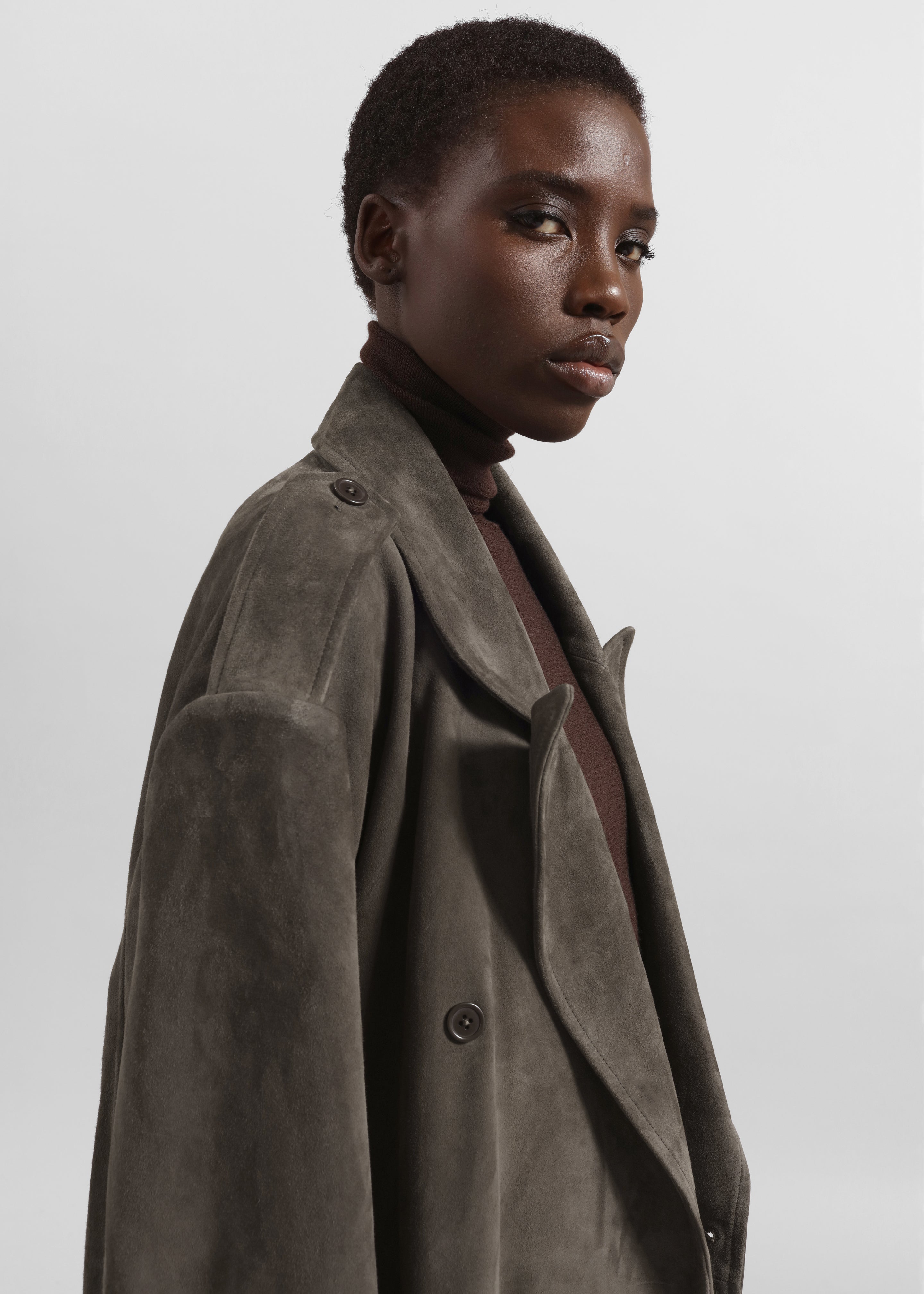 Pembroke Faux Suede Trench - Mousse – The Frankie Shop