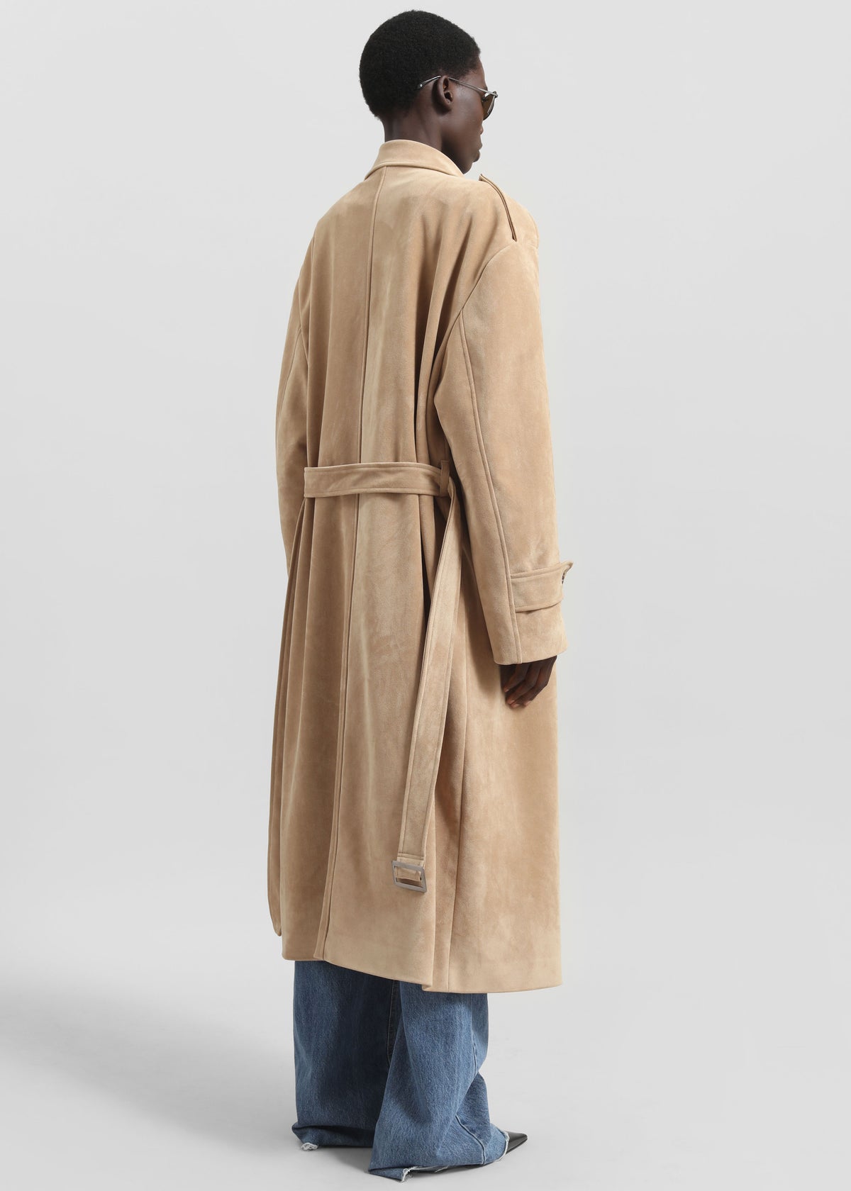 Peoria Faux Suede Trench Coat - Camel - 7