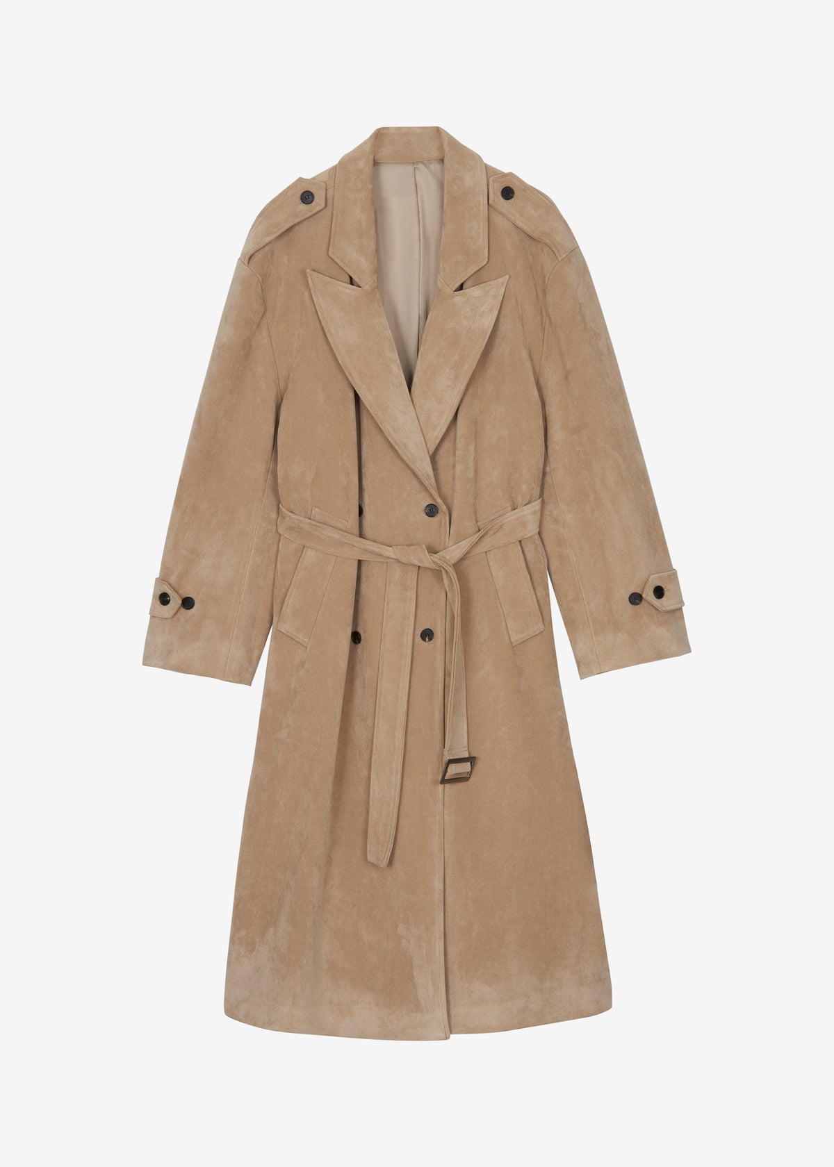 Peoria Faux Suede Trench Coat - Camel - 8