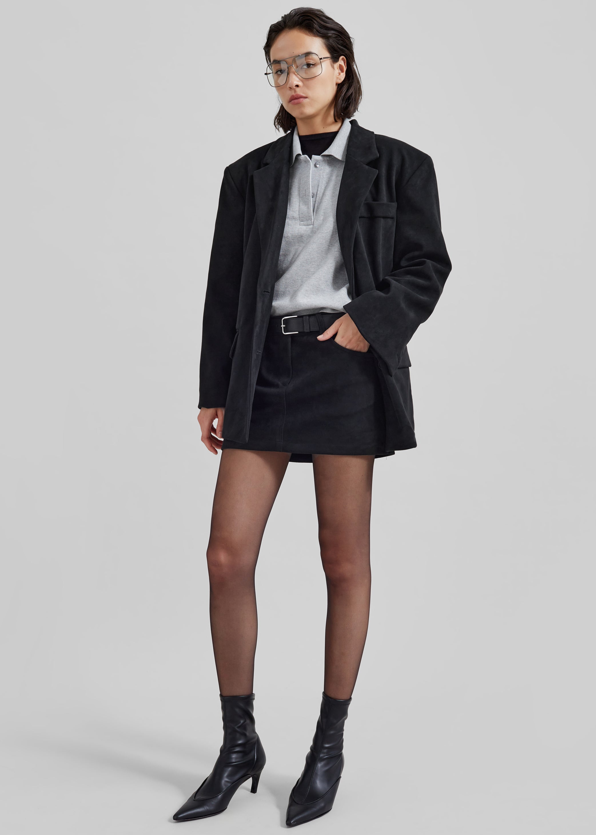 Shop the look image for Peoria Faux Suede Blazer - Black