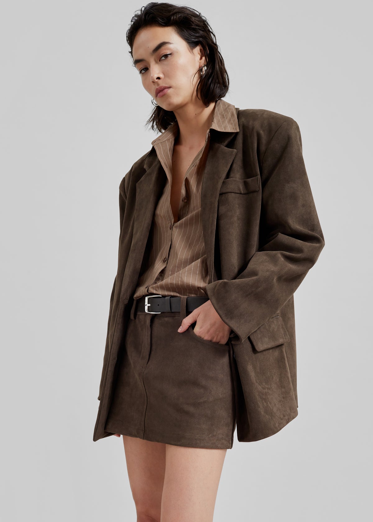 brown suede blazer dress Brown Croc Faux Suede Blazer Dress Prettylittlething Brown : Party Dresses : VogaCloset Oman