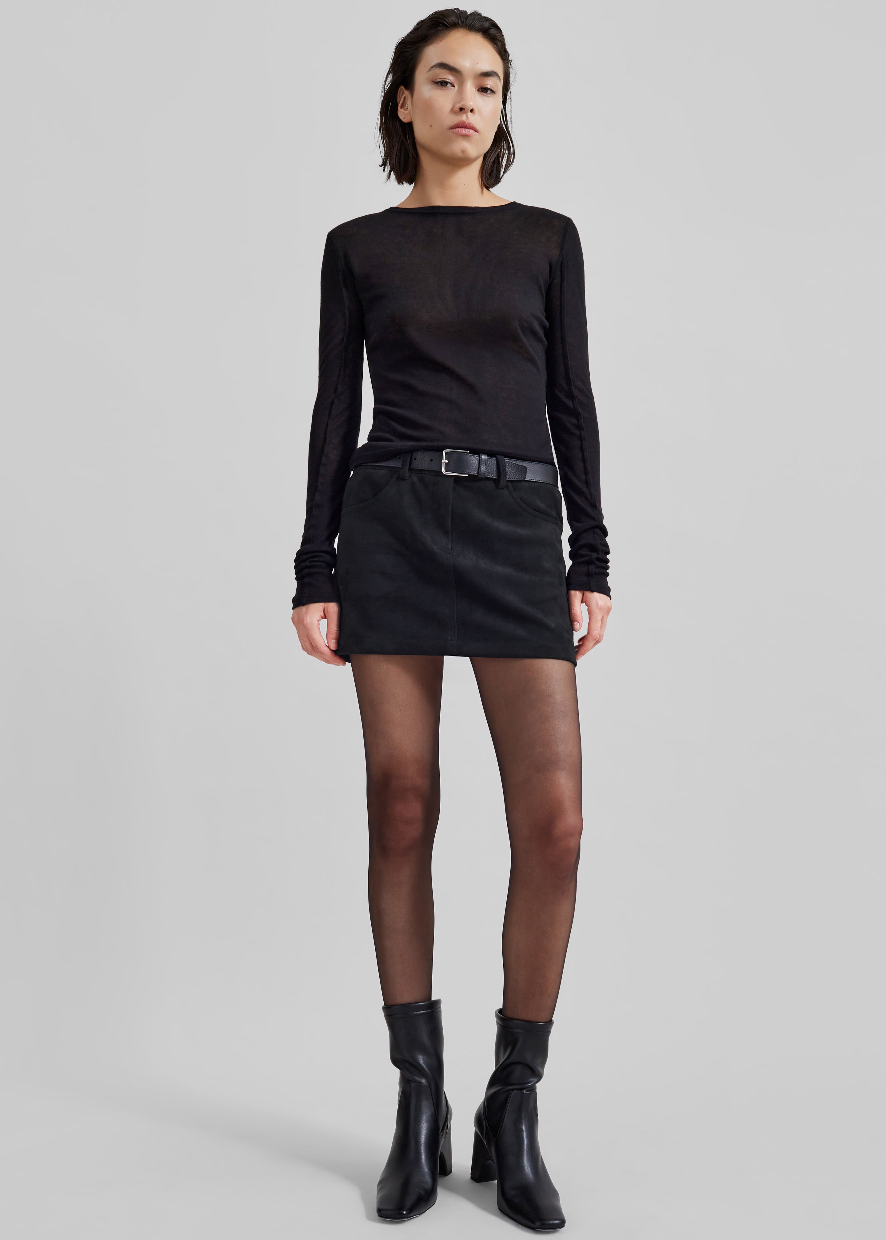 Peoria Faux Suede Mini Skirt - Black - 10