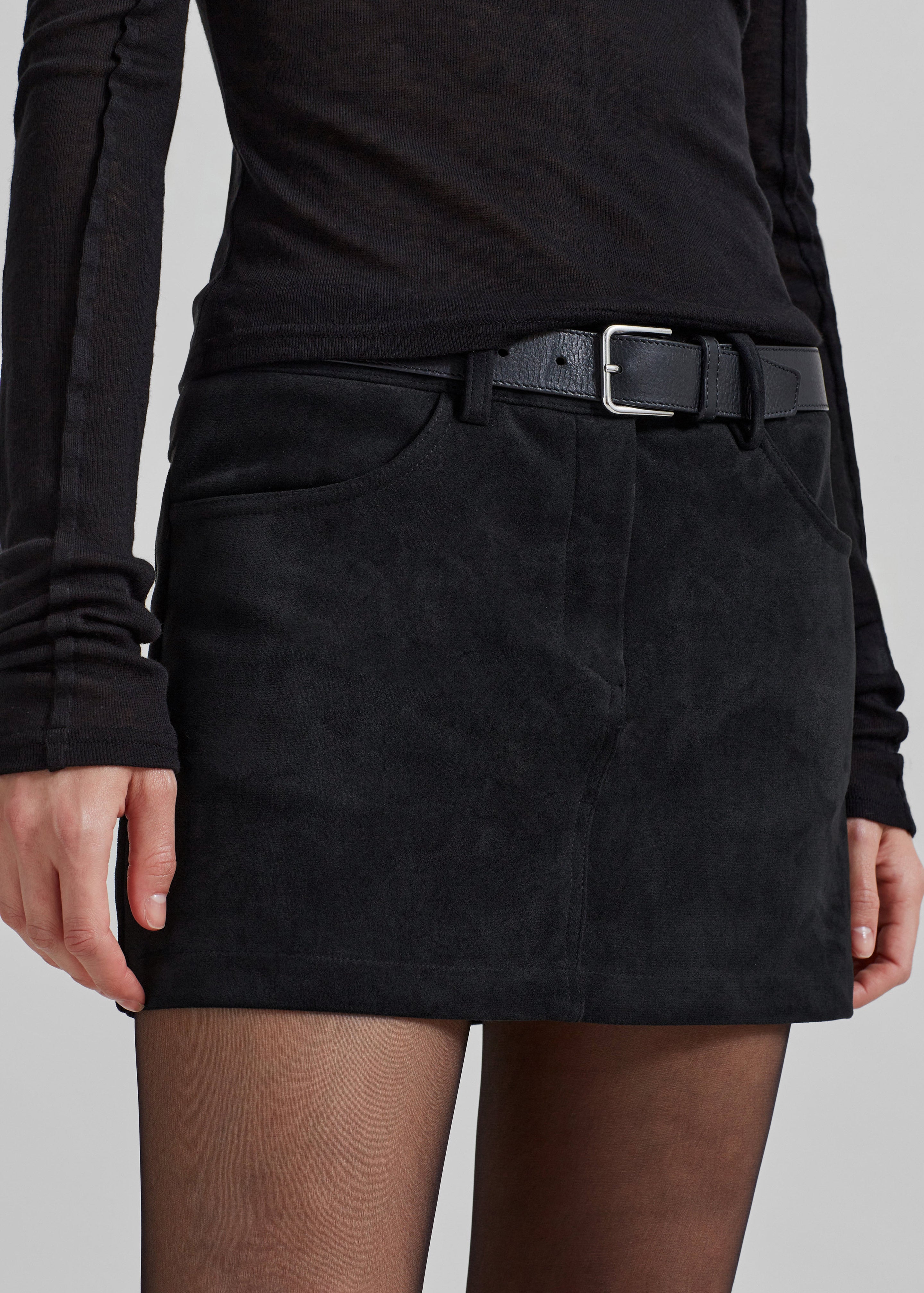 Peoria Faux Suede Mini Skirt - Black - 7