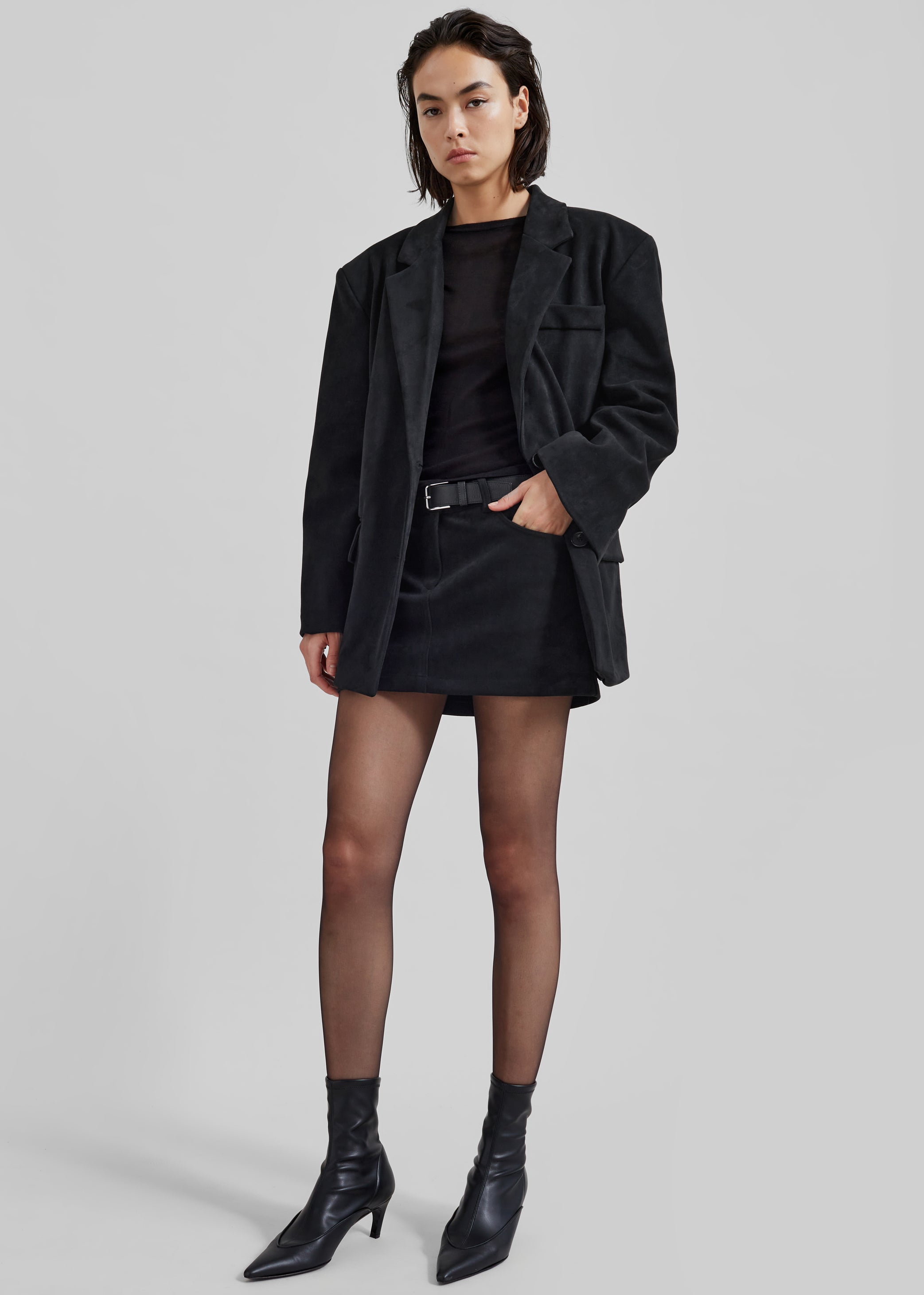Shop the look image for Peoria Faux Suede Blazer - Black