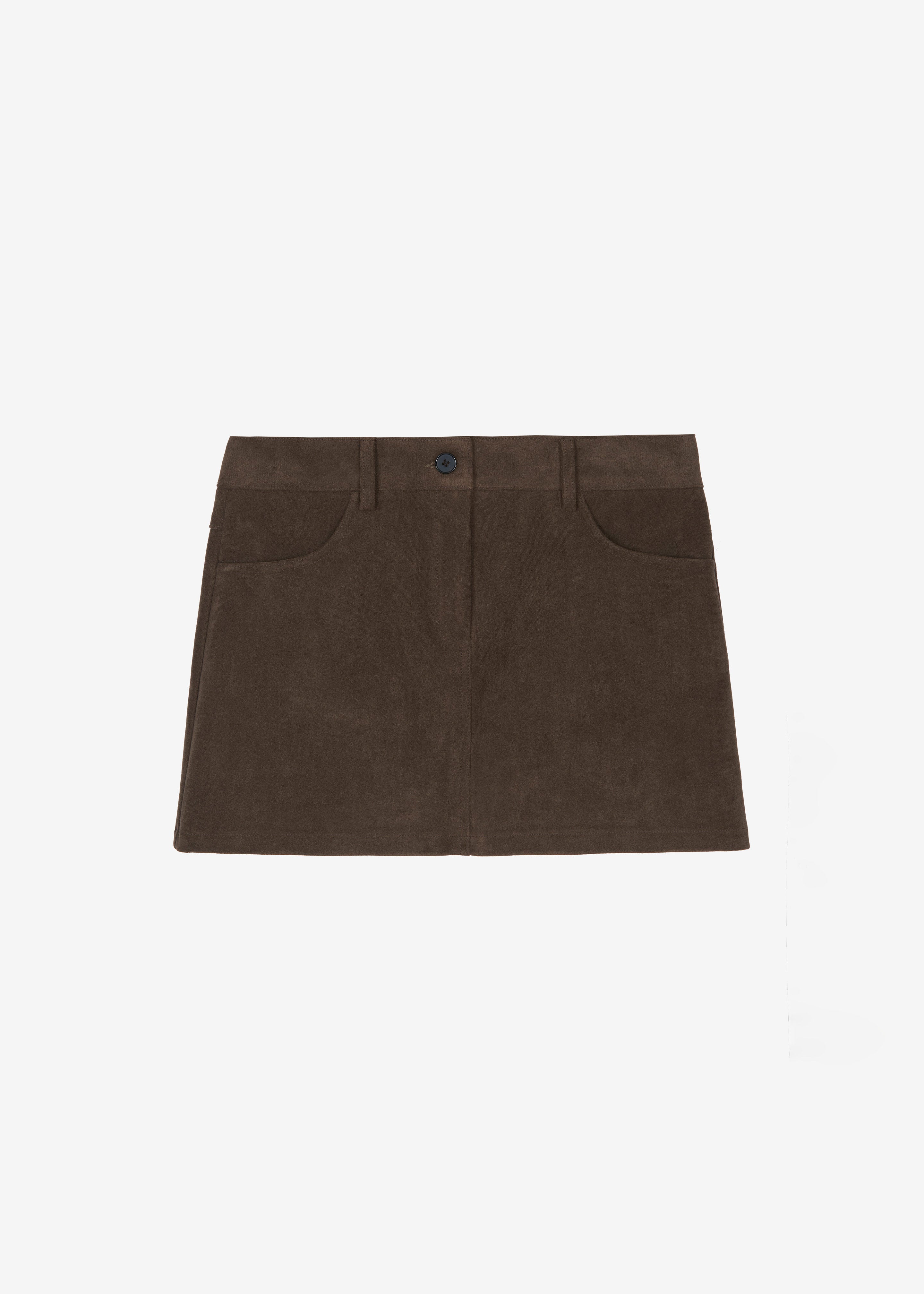 Peoria Faux Suede Mini Skirt - Brown - 14