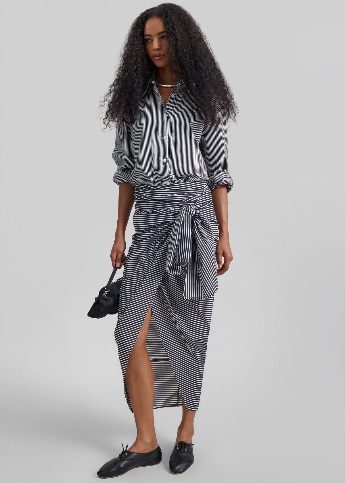 Peri Cotton Shirt - Black/White Stripe - 7