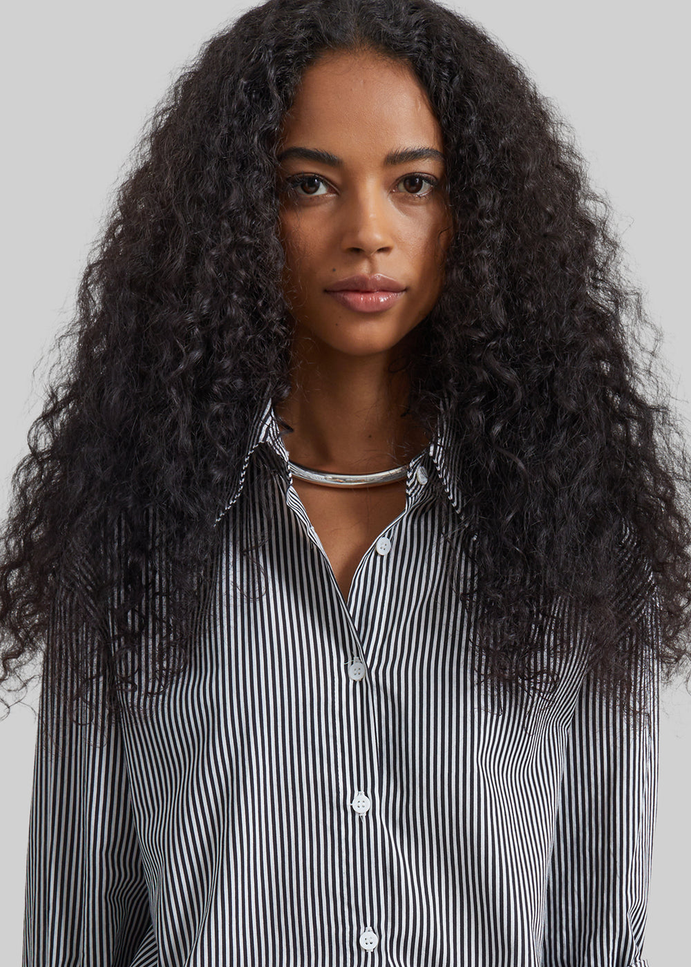 Peri Cotton Shirt - Black/White Stripe - 1