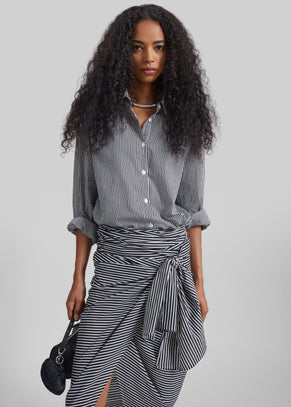 Peri Cotton Shirt - Black/White Stripe