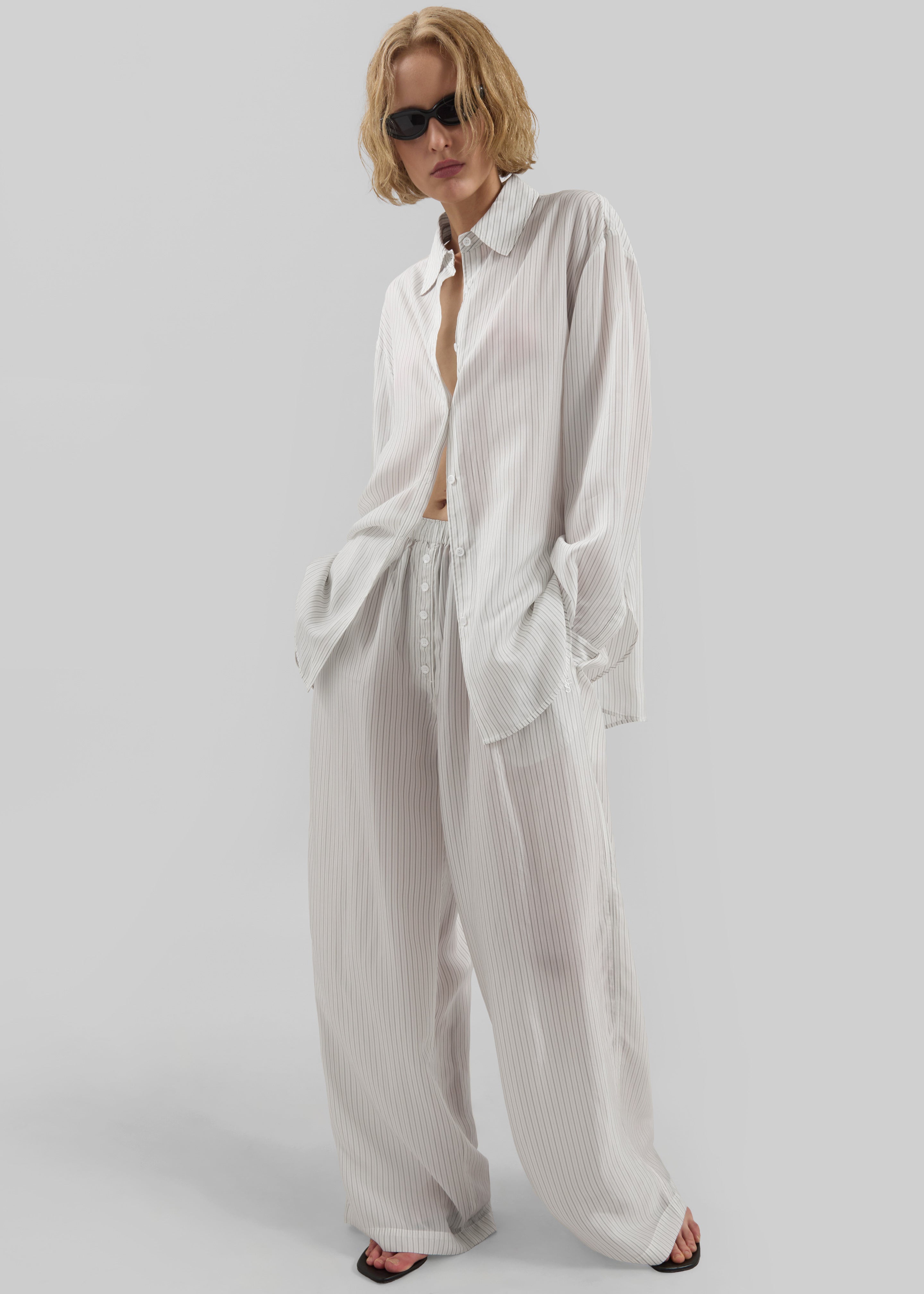 Peri Double Striped Shirt - White/Black Stripe – The Frankie Shop