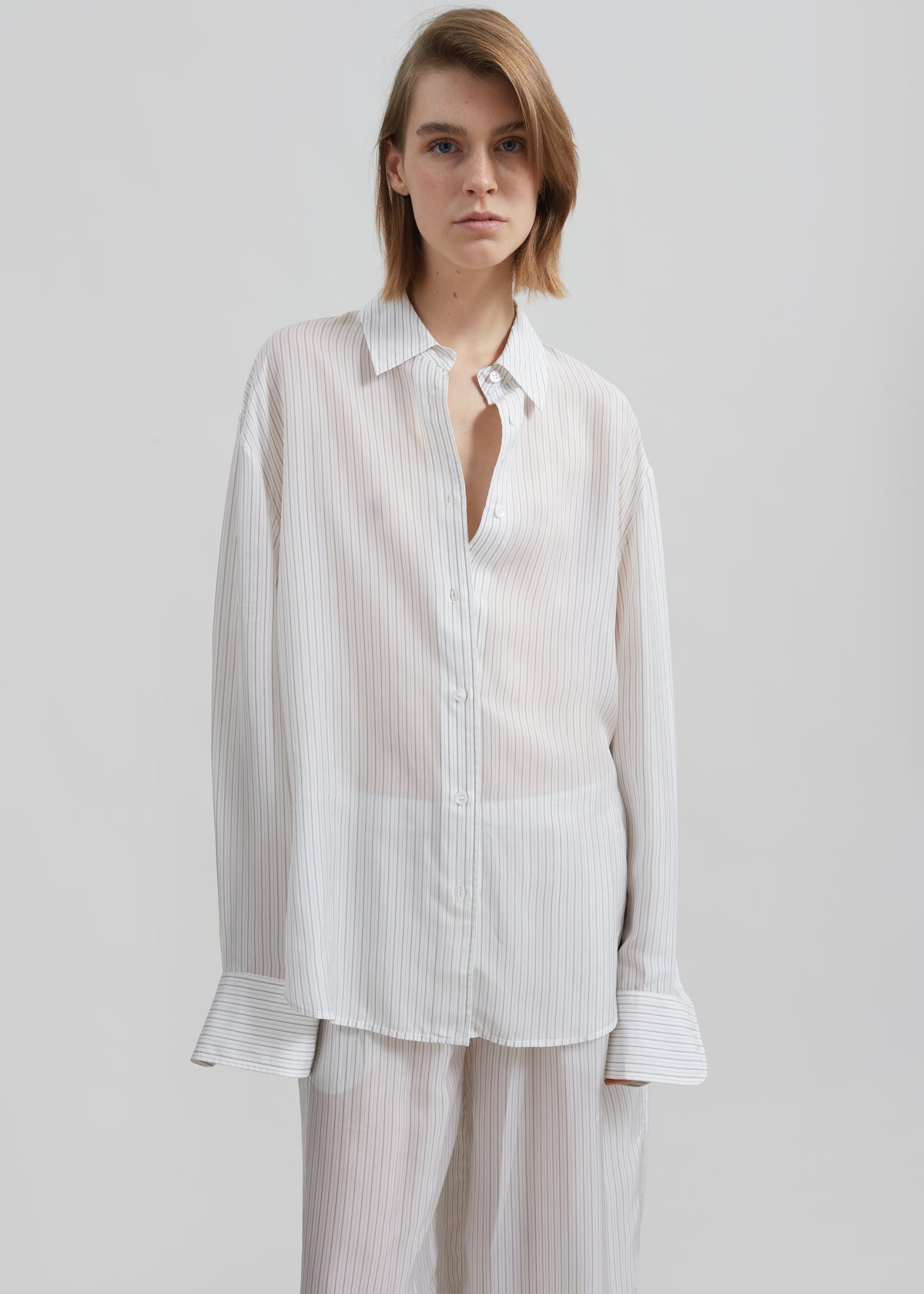Peri Double Striped Shirt - White/Black Stripe The Frankie Shop Peri Double Striped Shirt - White/Black Stripe The Frankie Shop
