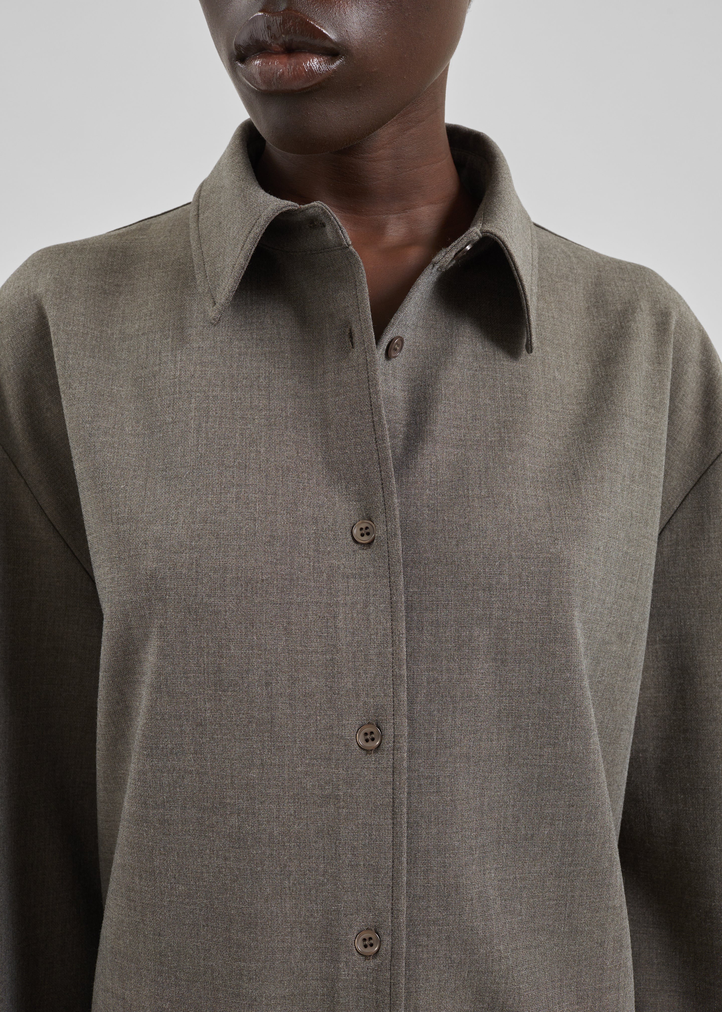 Peri Double Weave Shirt - Taupe Melange - 4