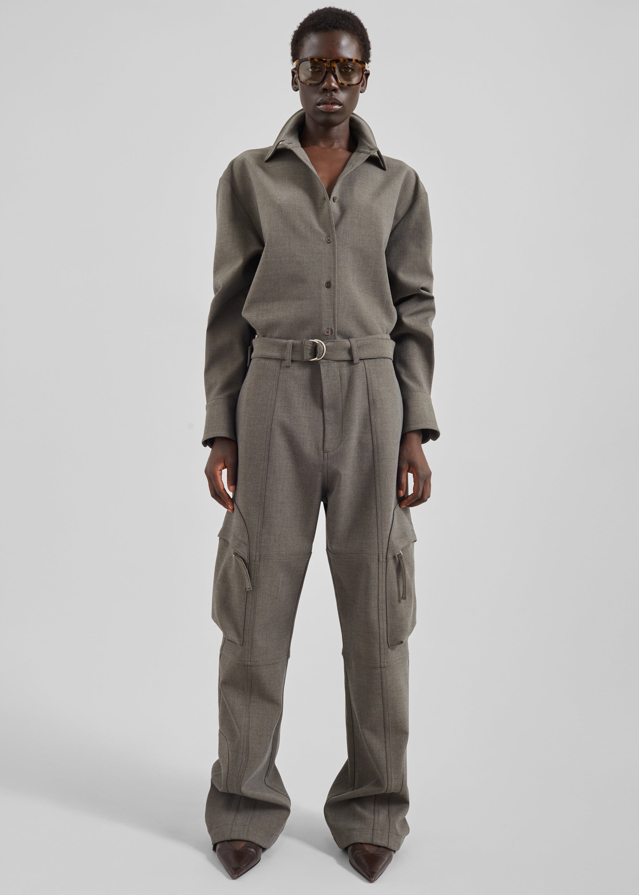 Shop the look image for Peri Double Weave Shirt - Taupe Melange