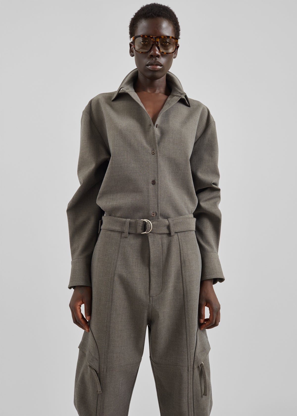 Peri Double Weave Shirt - Taupe Melange - 5