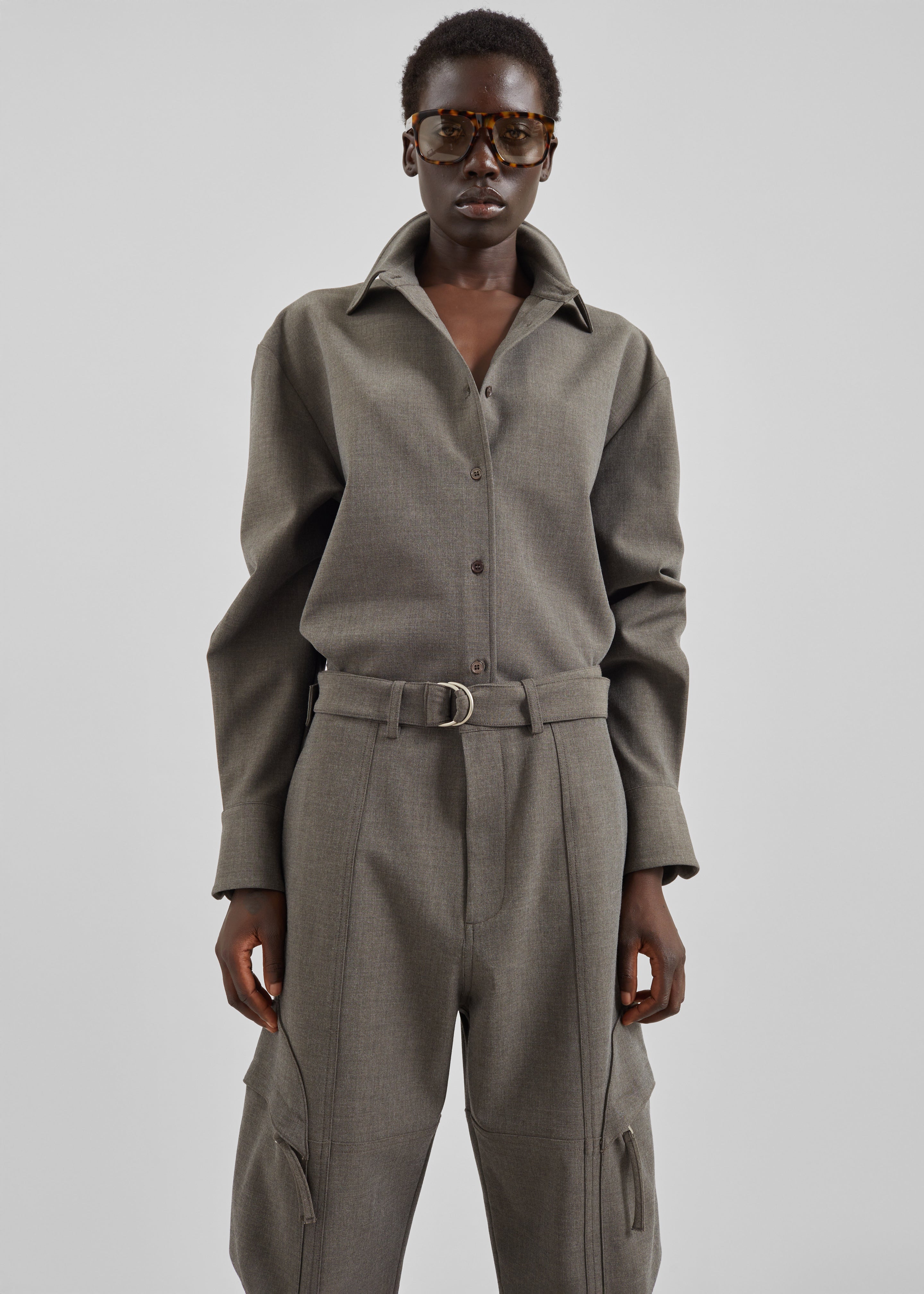 Peri Double Weave Shirt - Taupe Melange - 5