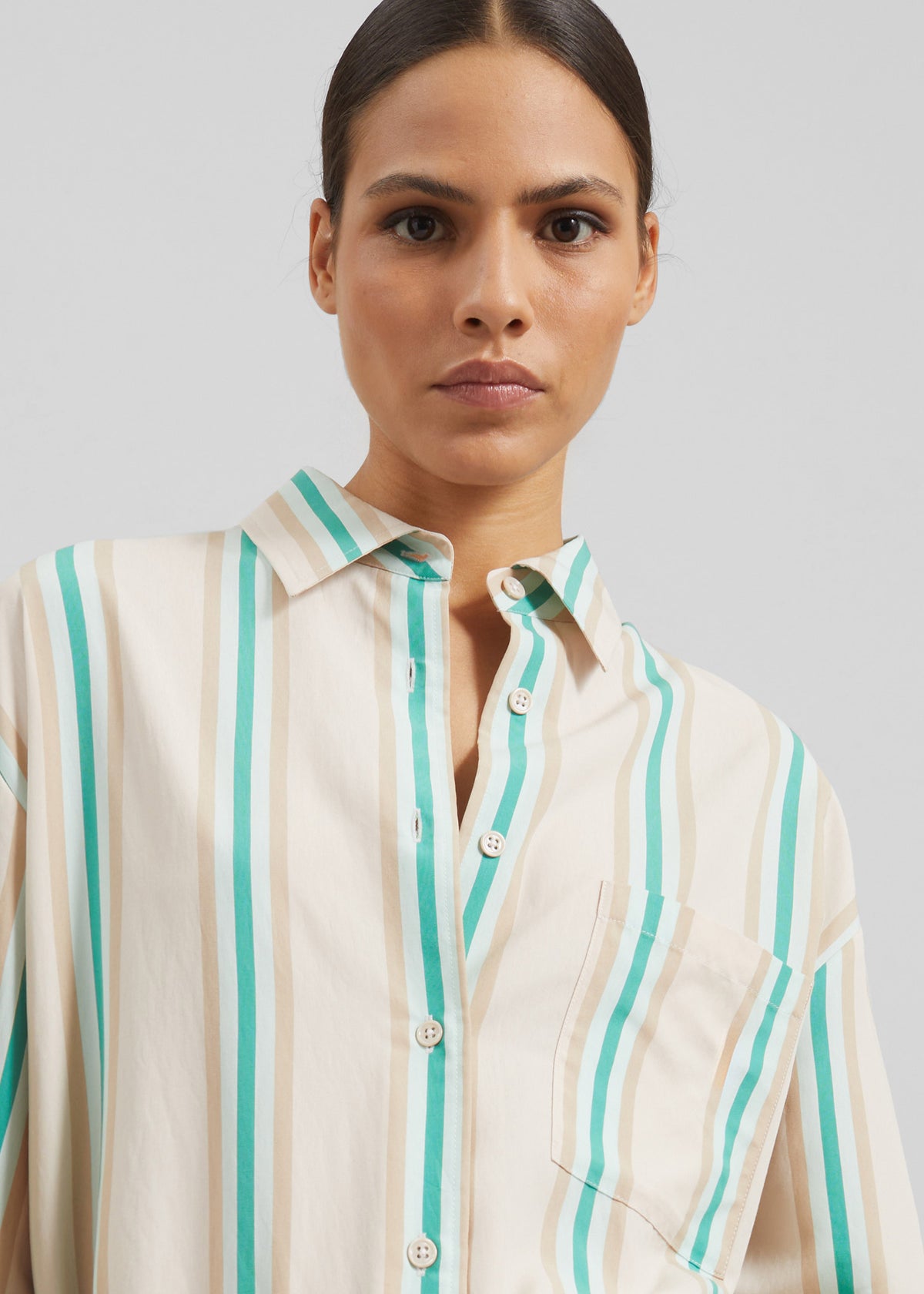 Peri Fluid Shirt - Beige Multi Stripe - 7