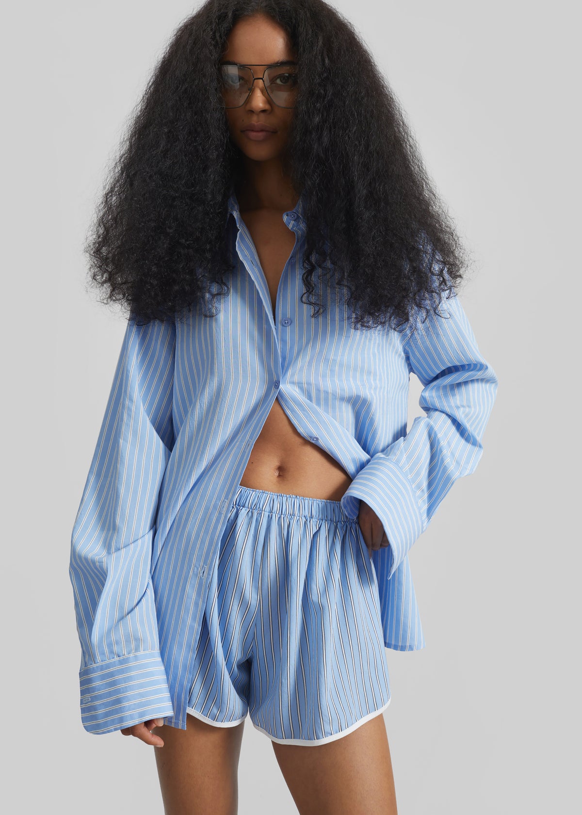 Peri Fluid Shirt - Blue/White Stripe - 3
