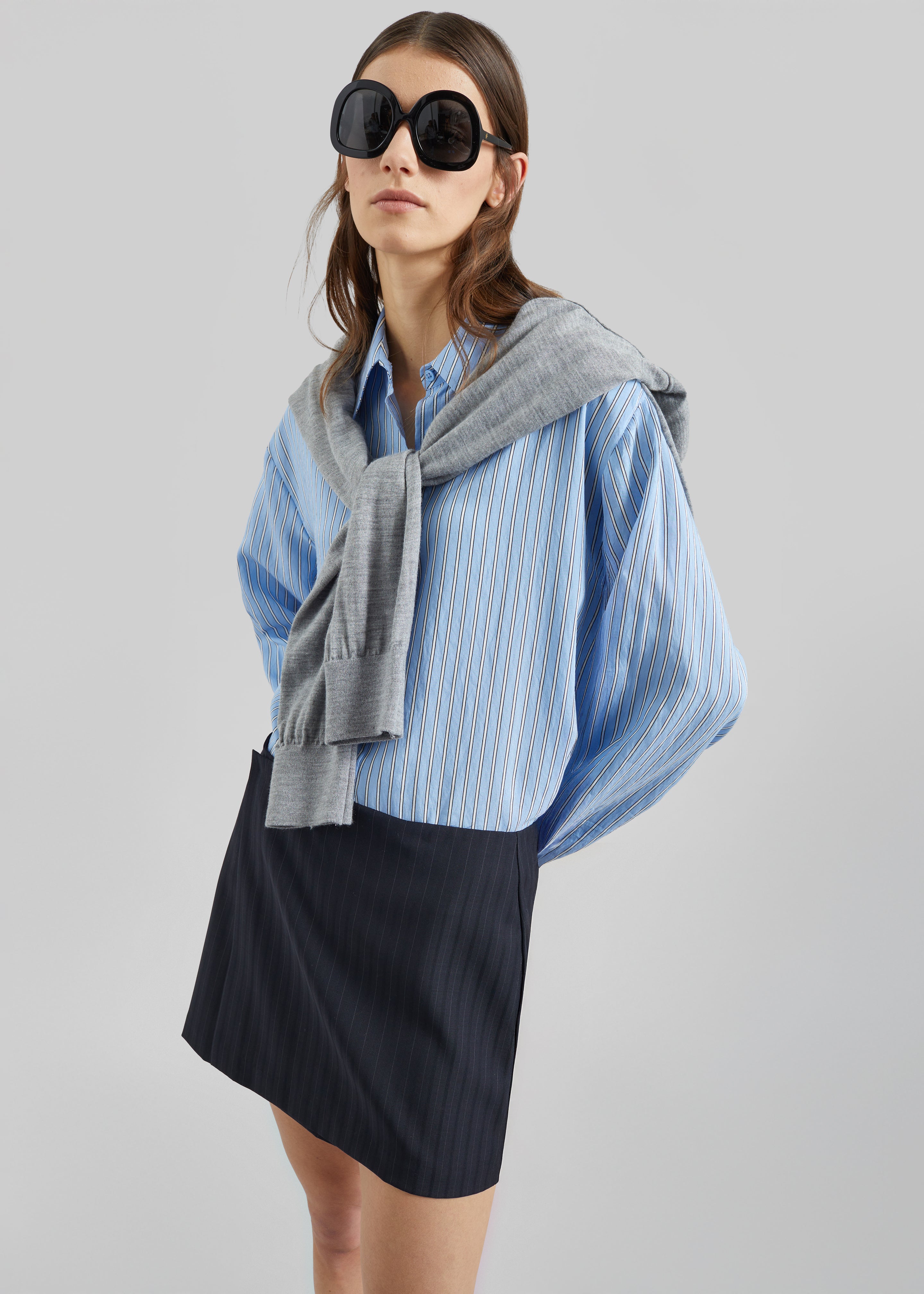 Peri Fluid Shirt - Blue/White Stripe - 4