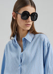 Peri Fluid Shirt - Blue/White Stripe