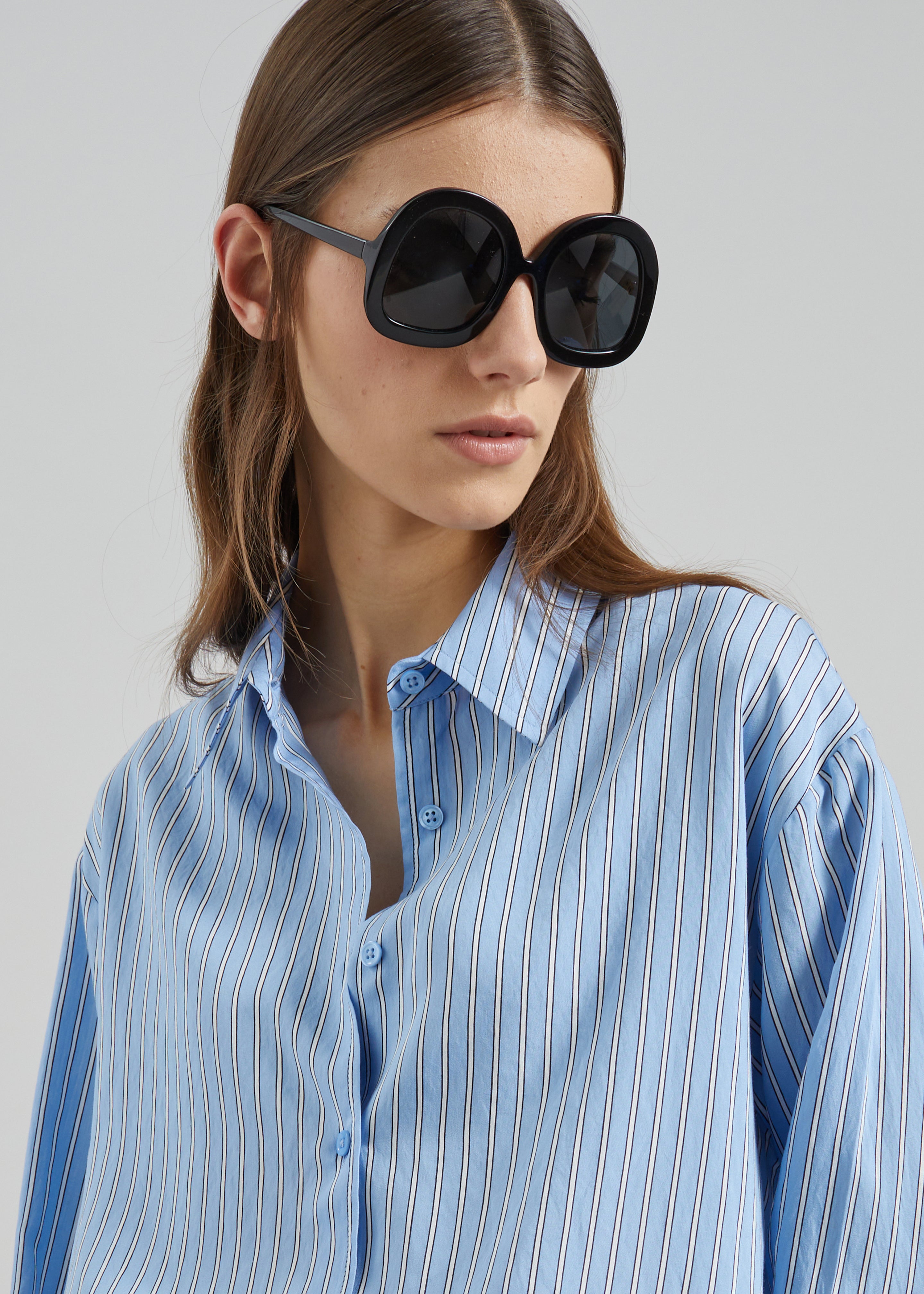 Peri Fluid Shirt - Blue/White Stripe - 1