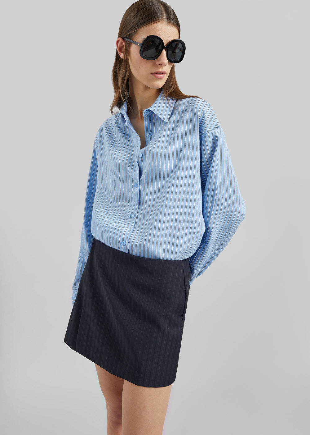 Peri Fluid Shirt - Blue/White Stripe - 1