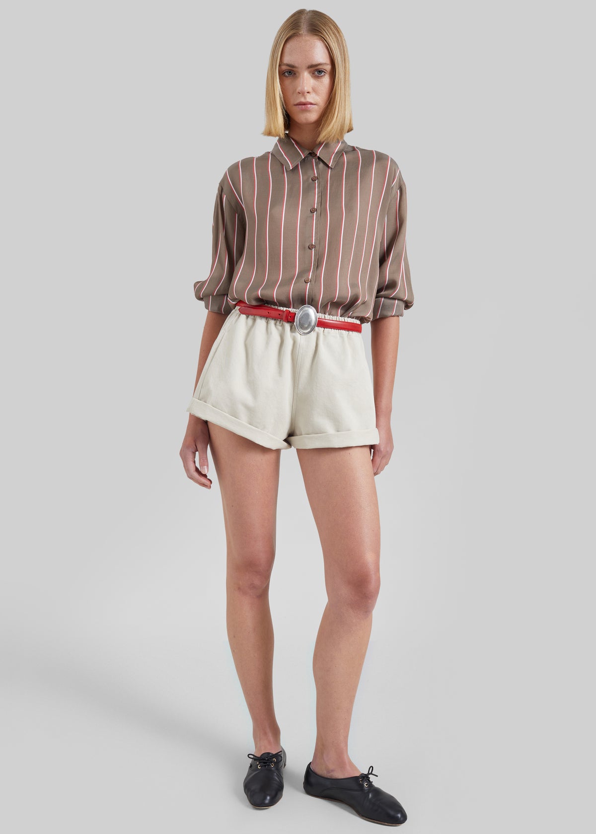 Peri Fluid Shirt - Brown Multi Stripe - 3