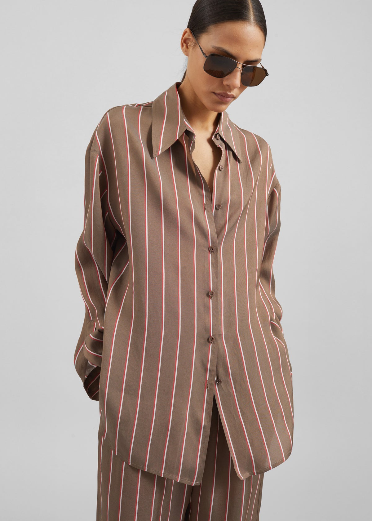 Peri Fluid Shirt - Brown Multi Stripe - 4