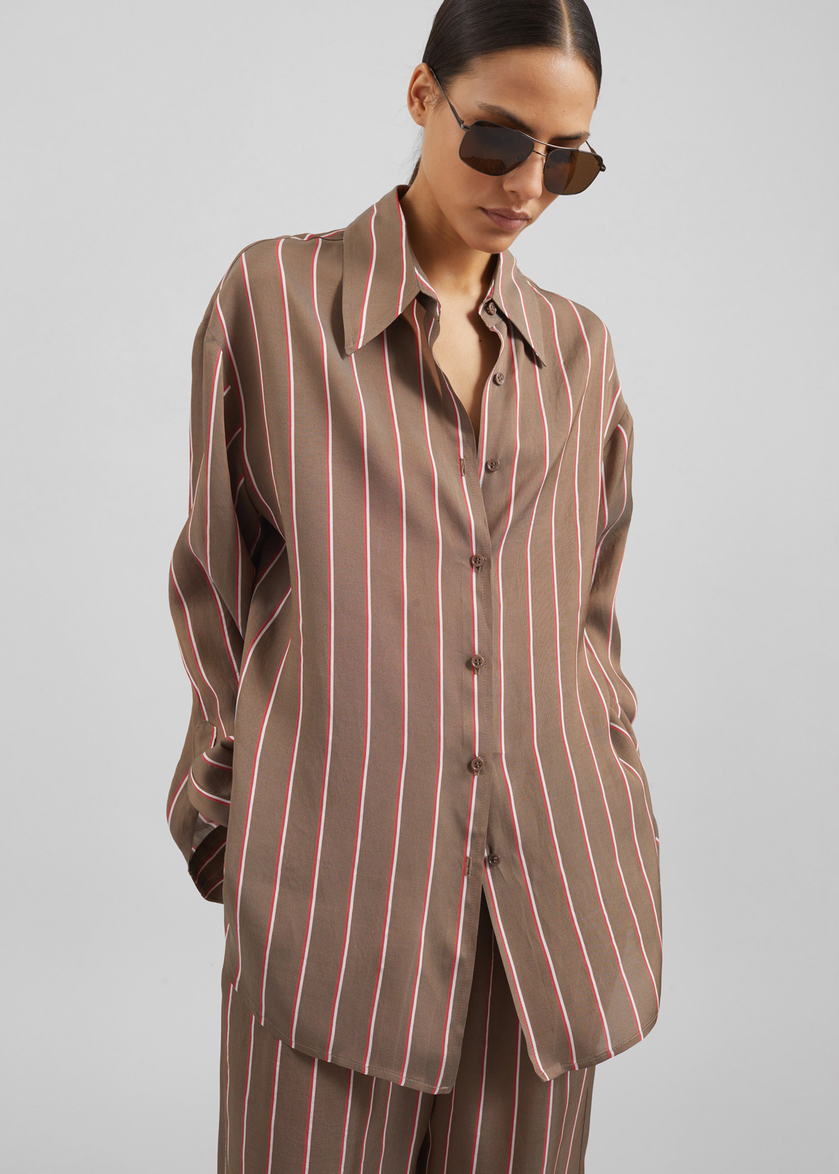 Peri Fluid Shirt - Brown Multi Stripe - 4
