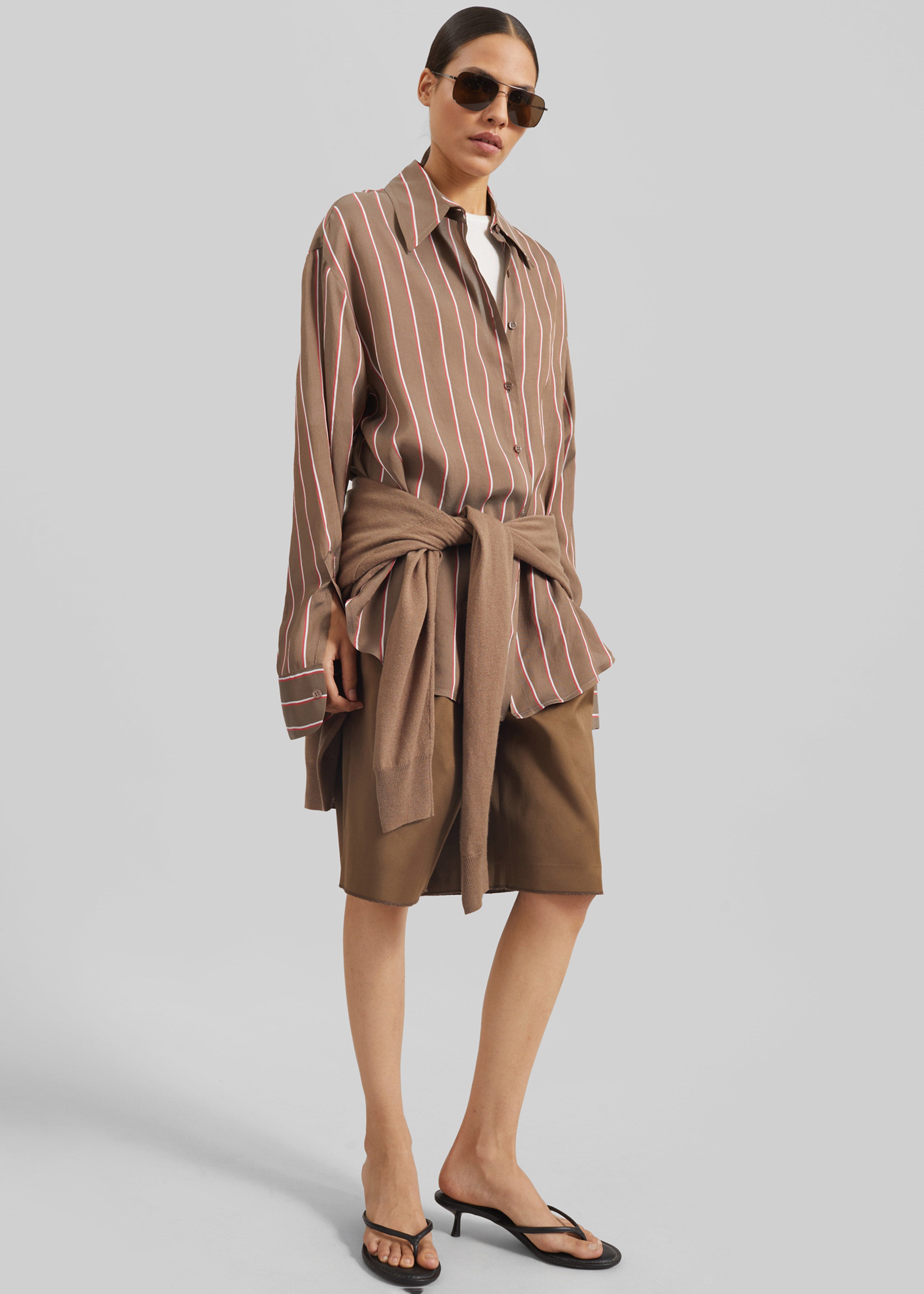 Peri Fluid Shirt - Brown Multi Stripe - 6
