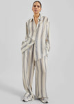 Peri Fluid Shirt - White/Grey Stripe
