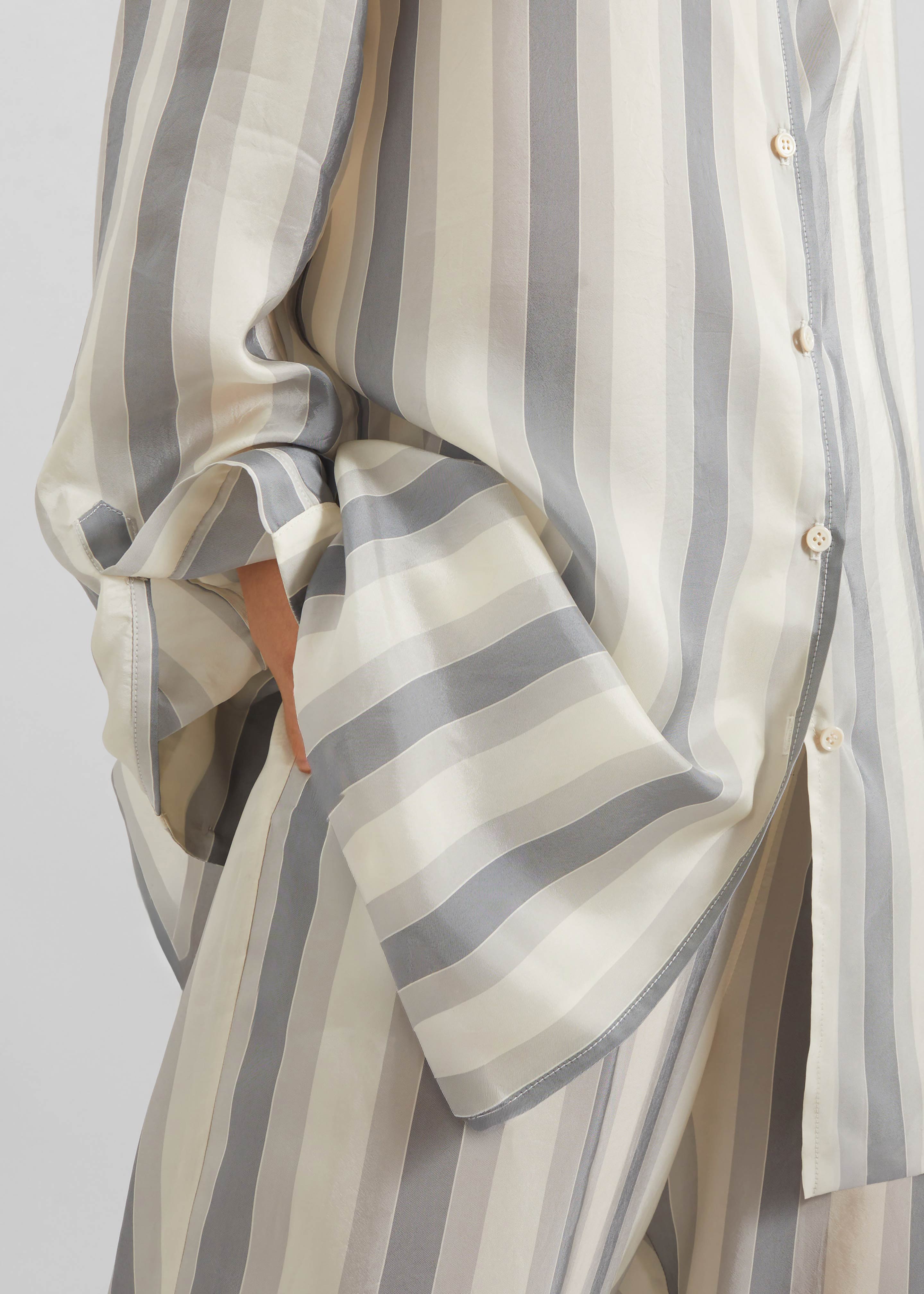 Peri Fluid Shirt - White/Grey Stripe - 3