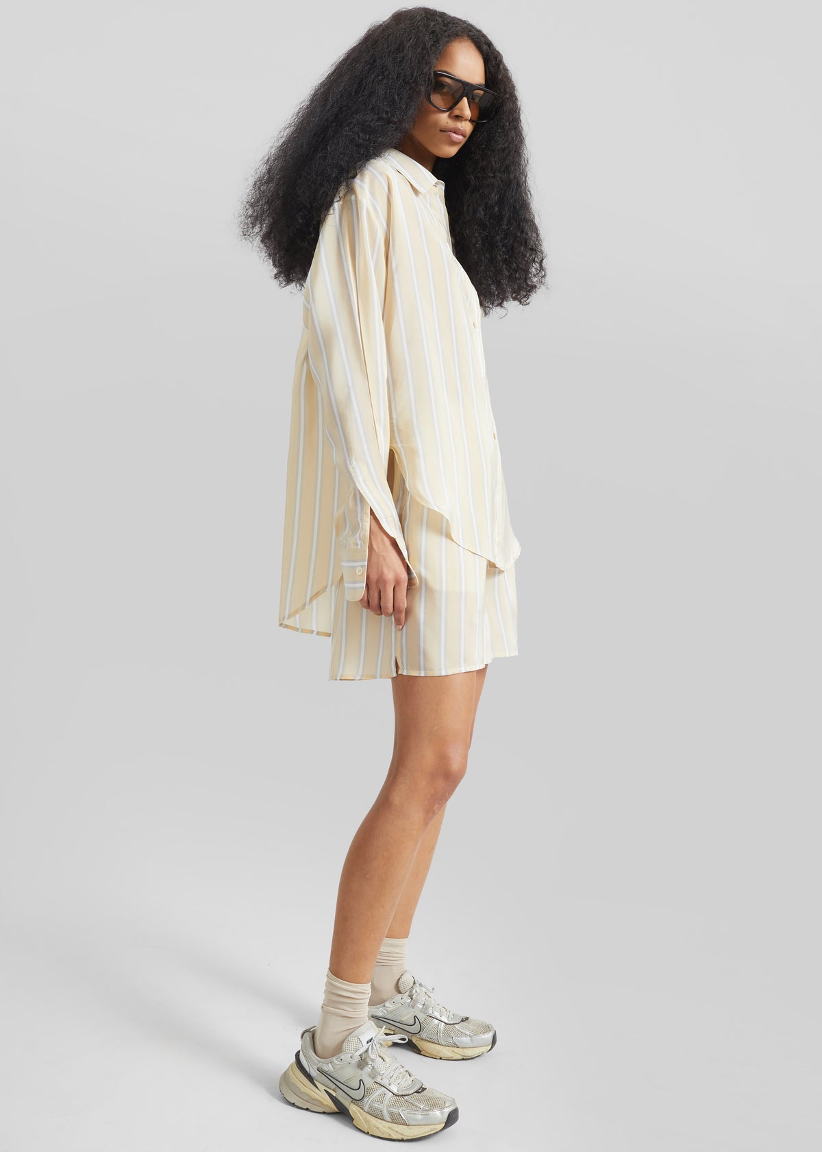 Peri Fluid Shirt - Yellow/White Stripe - 4