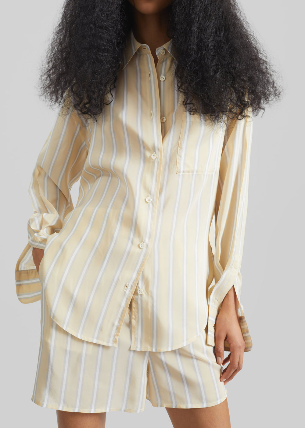 Peri Fluid Shirt - Yellow/White Stripe - 1