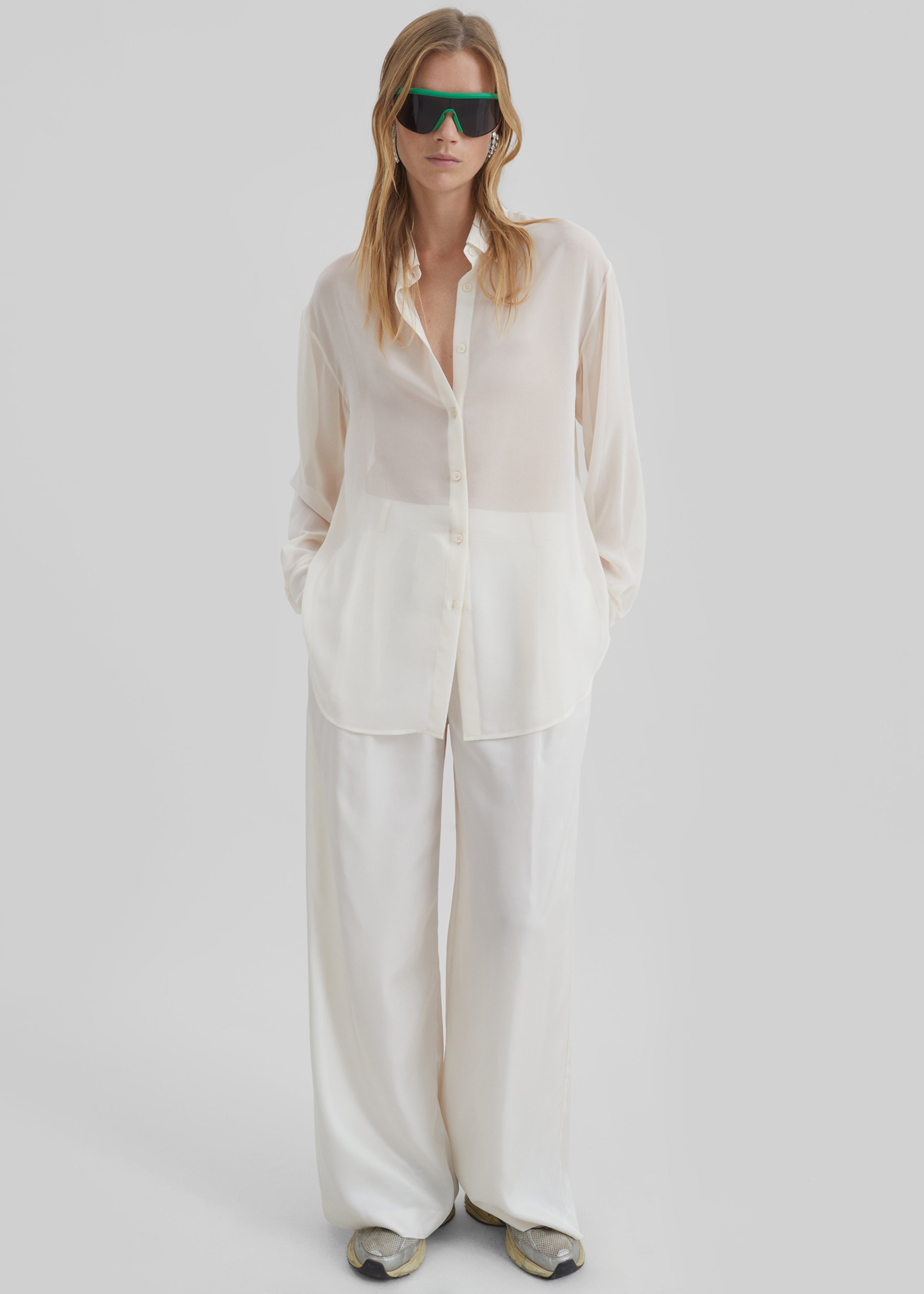 Peri Georgette Shirt - Ivory - 4