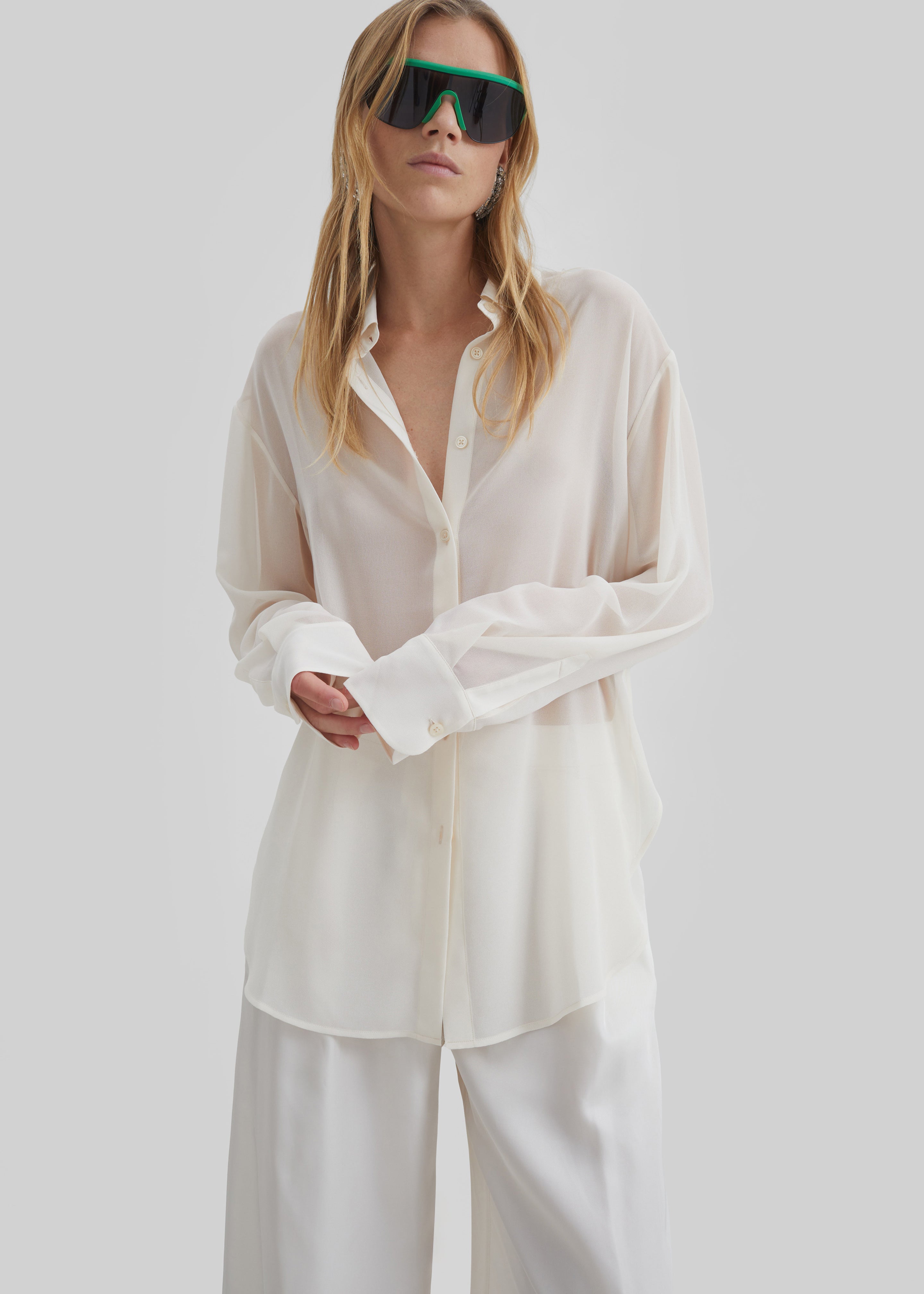 Peri Georgette Shirt - Ivory - 2