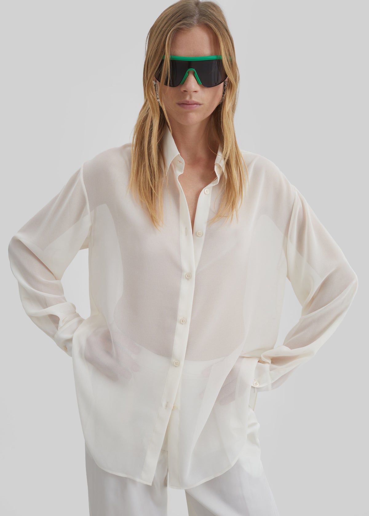 Peri Georgette Shirt - Ivory - 5