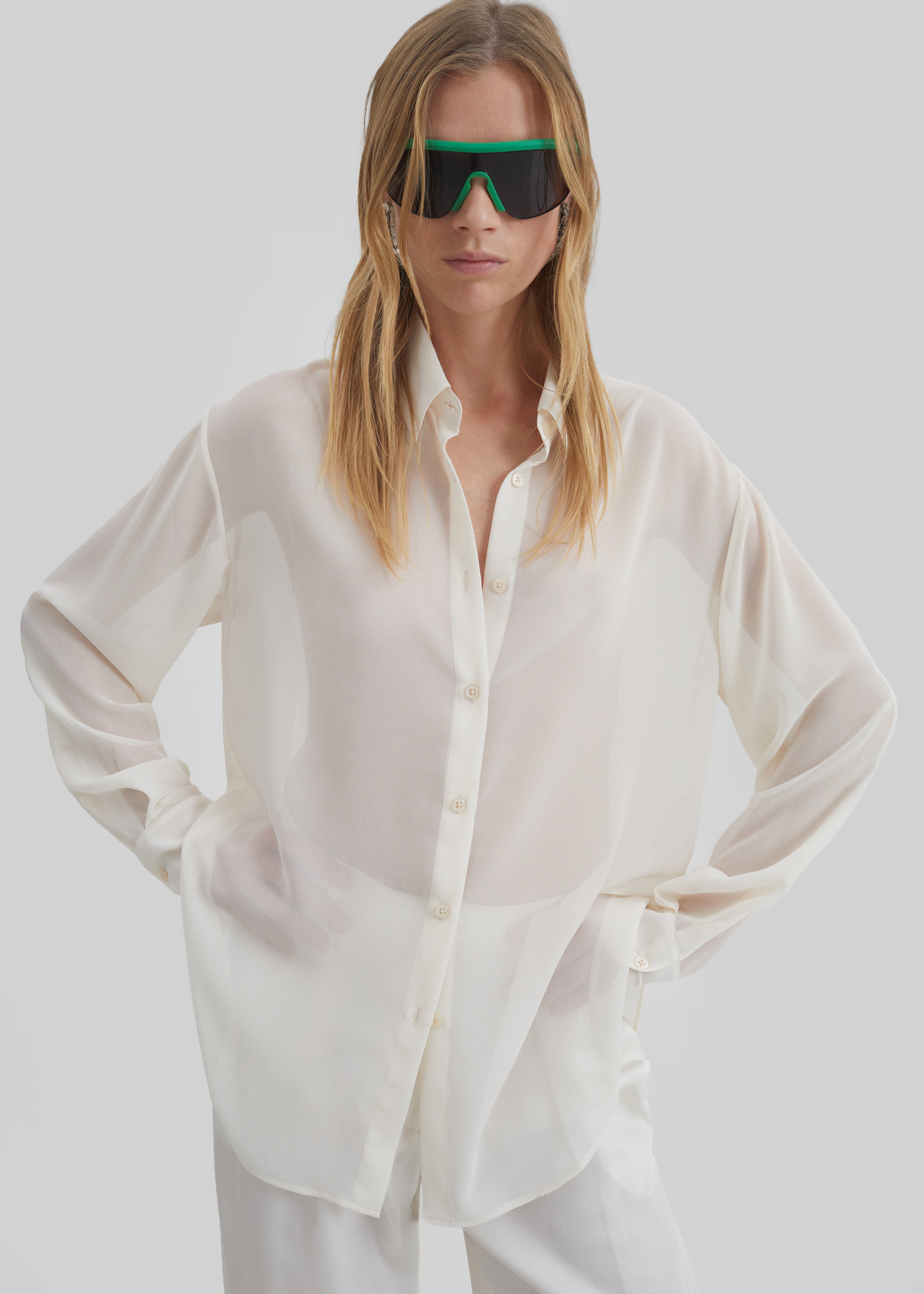 Peri Georgette Shirt - Ivory - 5