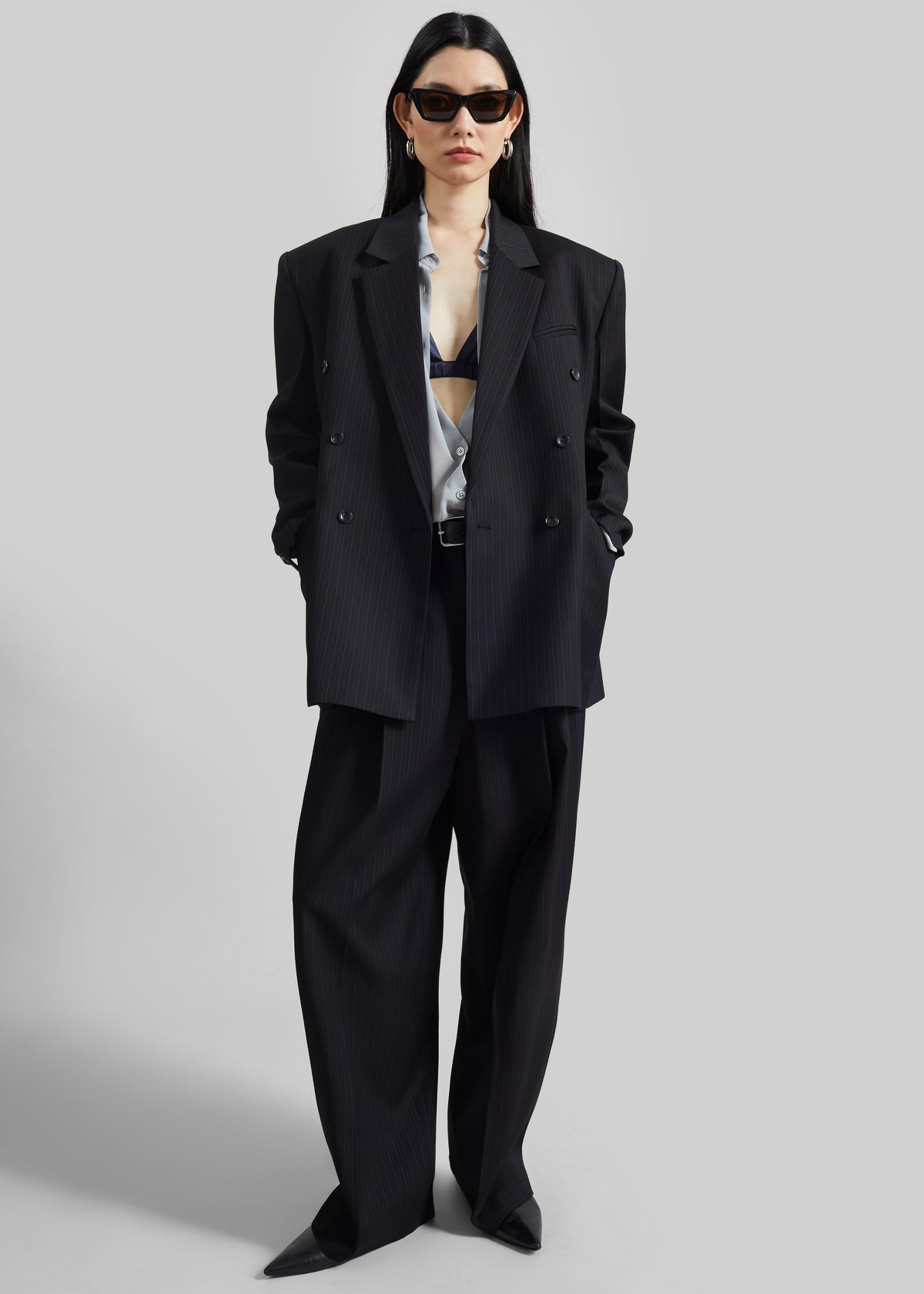 Helmond Pleated Trousers - Black Multi Stripe - 1