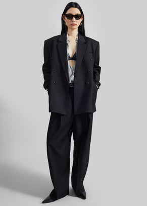 Helmond Pleated Trousers - Black Multi Stripe