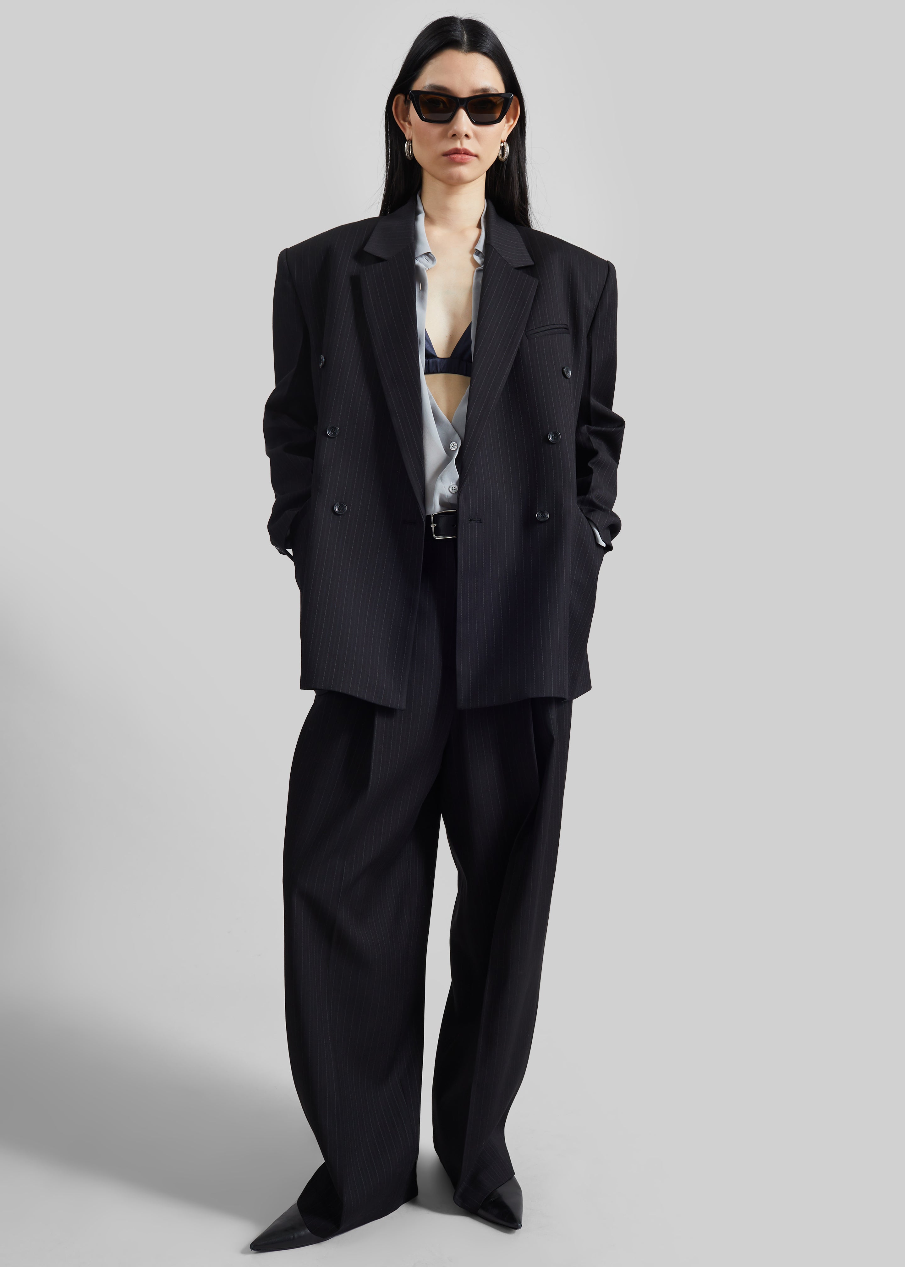 Helmond Double-Breasted Blazer - Black Multi Stripe – The Frankie Shop