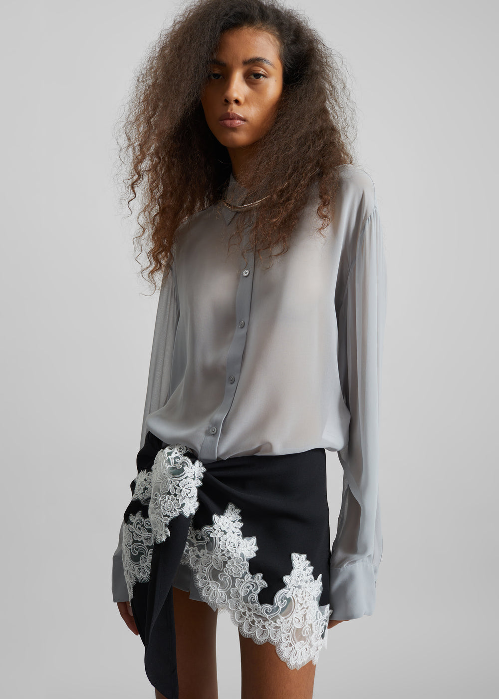 Peri Georgette Shirt - Slate Grey