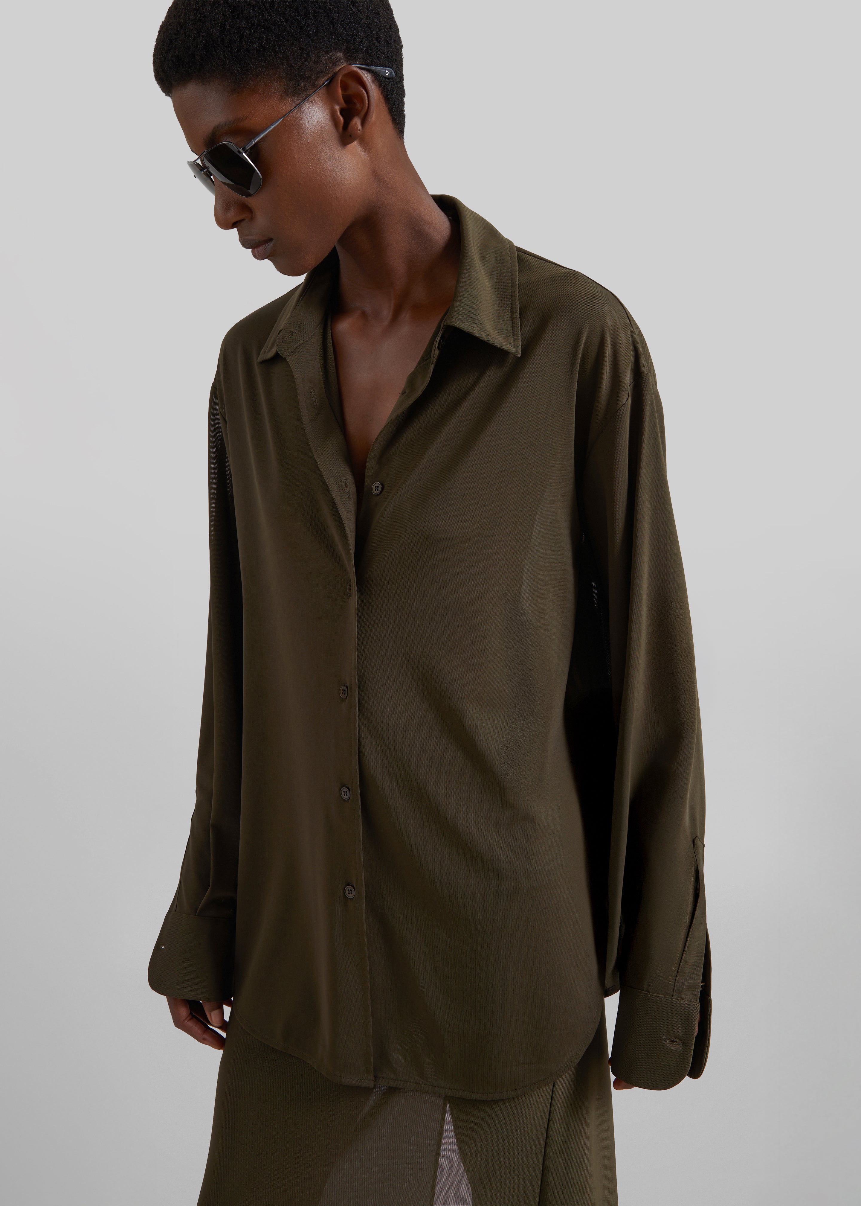Peri Mesh Fluid Shirt - Khaki - 5