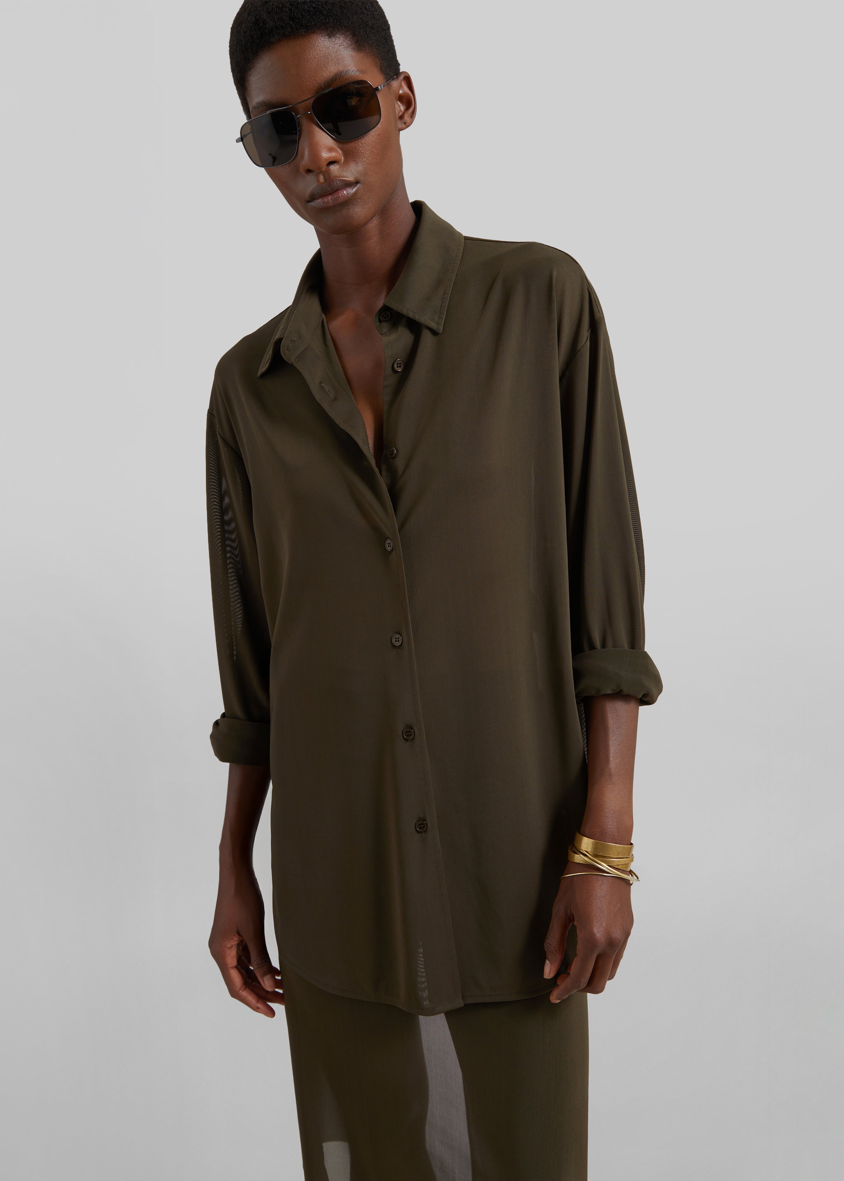 Peri Mesh Fluid Shirt - Khaki - 2