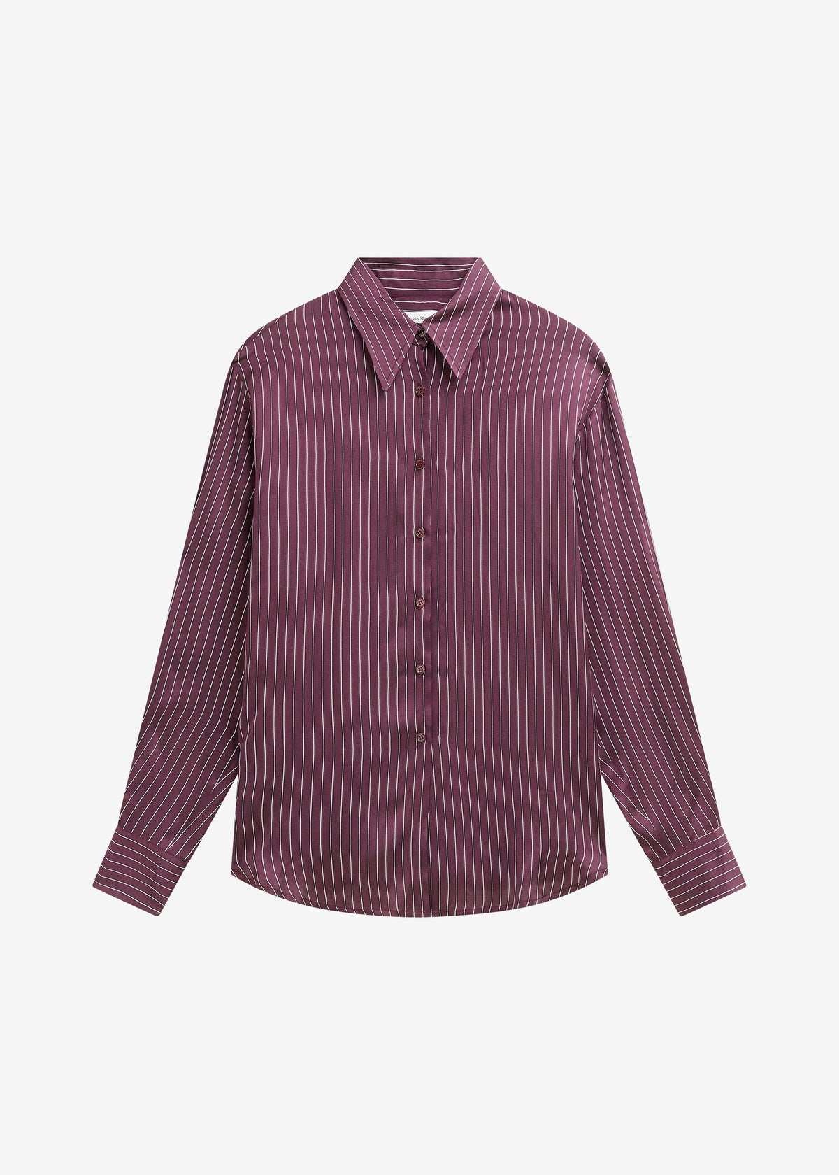 Peri Satin Fluid Shirt - Burgundy/White Pinstripe - 9