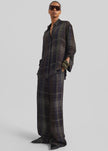Peri Sheer Fluid Shirt - Navy Tartan