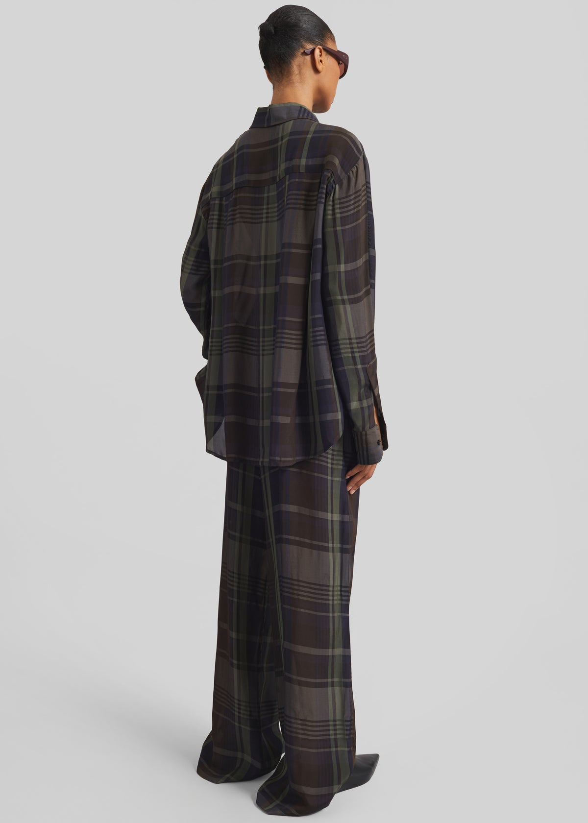 Peri Sheer Fluid Shirt - Navy Tartan - 6