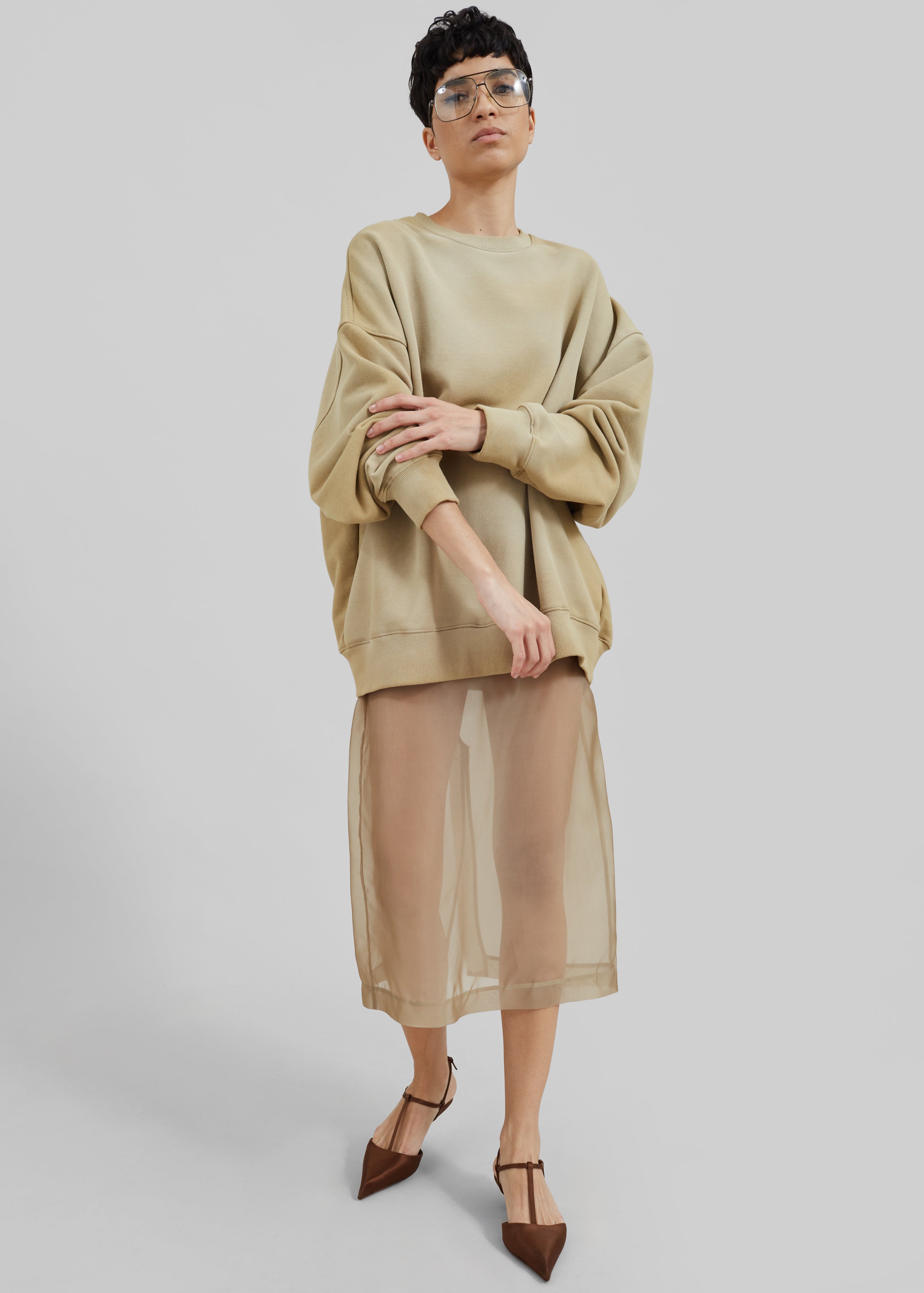 Peri Sheer Midi Skirt - Desert Sand - 1