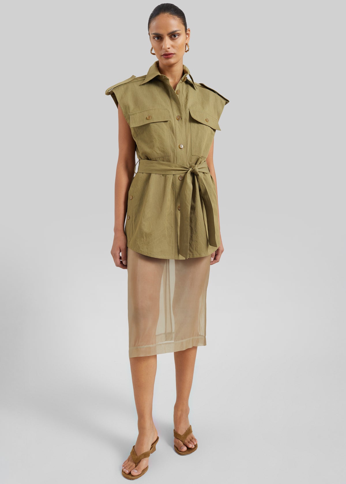 Peri Sheer Midi Skirt - Desert Sand - 11