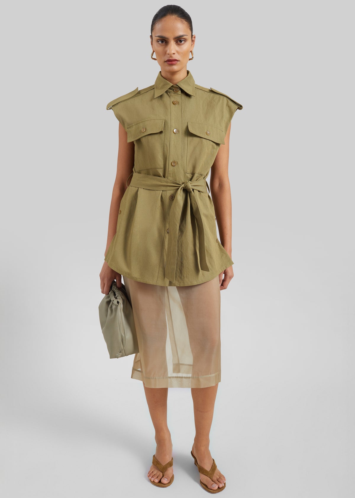 Peri Sheer Midi Skirt - Desert Sand - 12