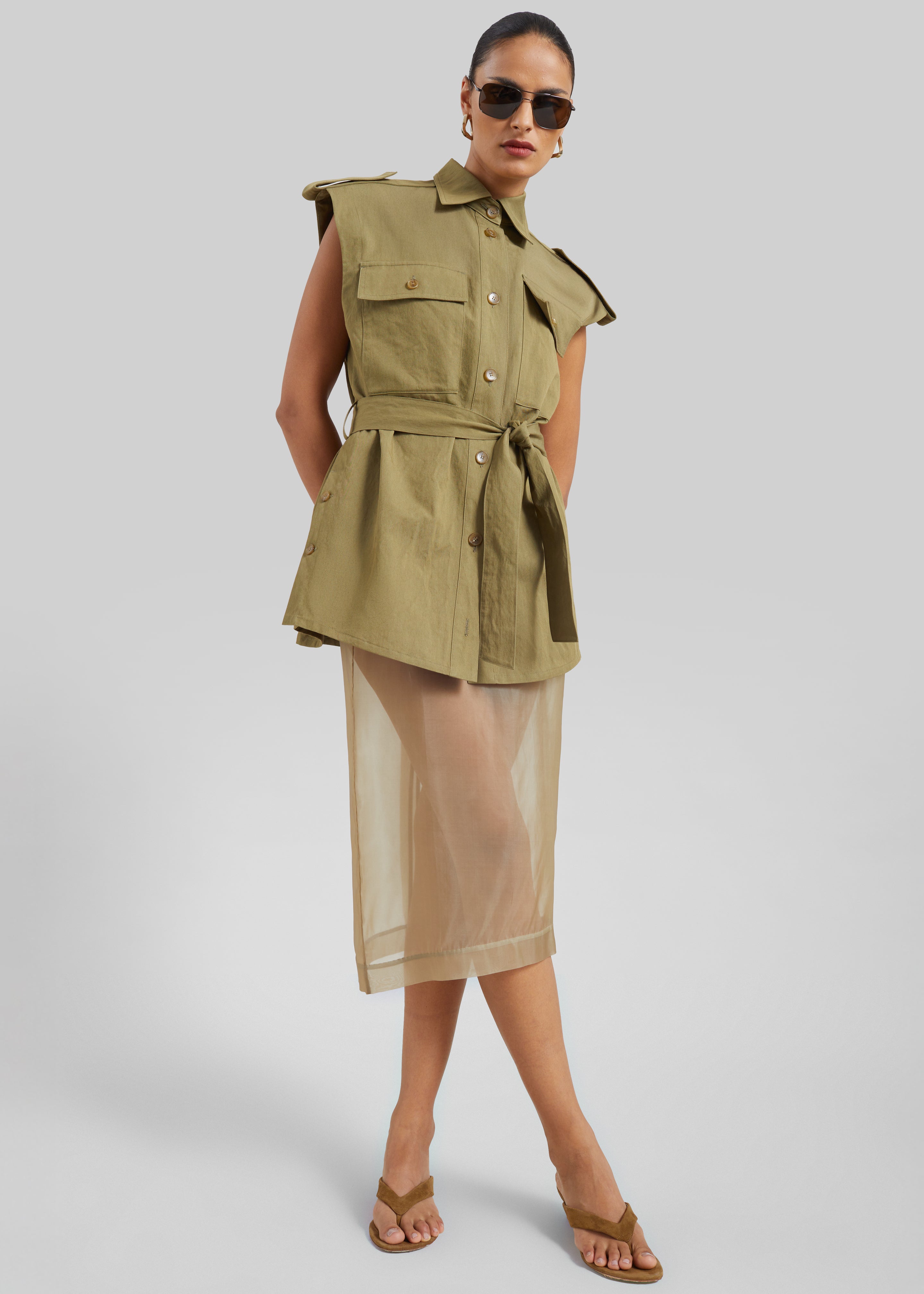 Peri Sheer Midi Skirt - Desert Sand - 14