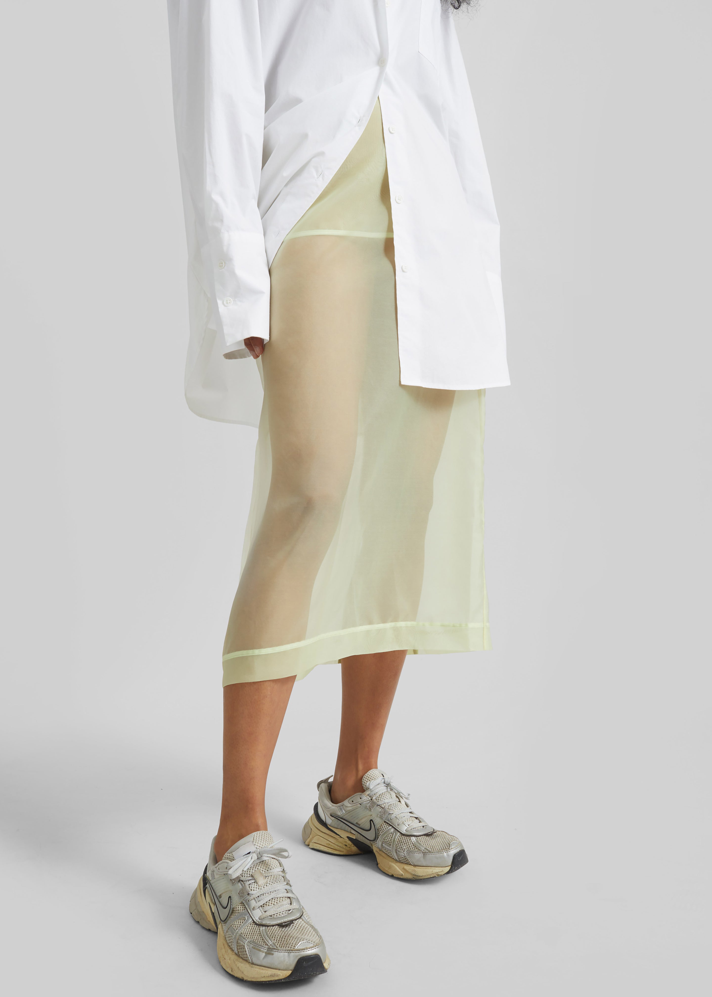 Peri Sheer Midi Skirt - Pale Yellow - 4